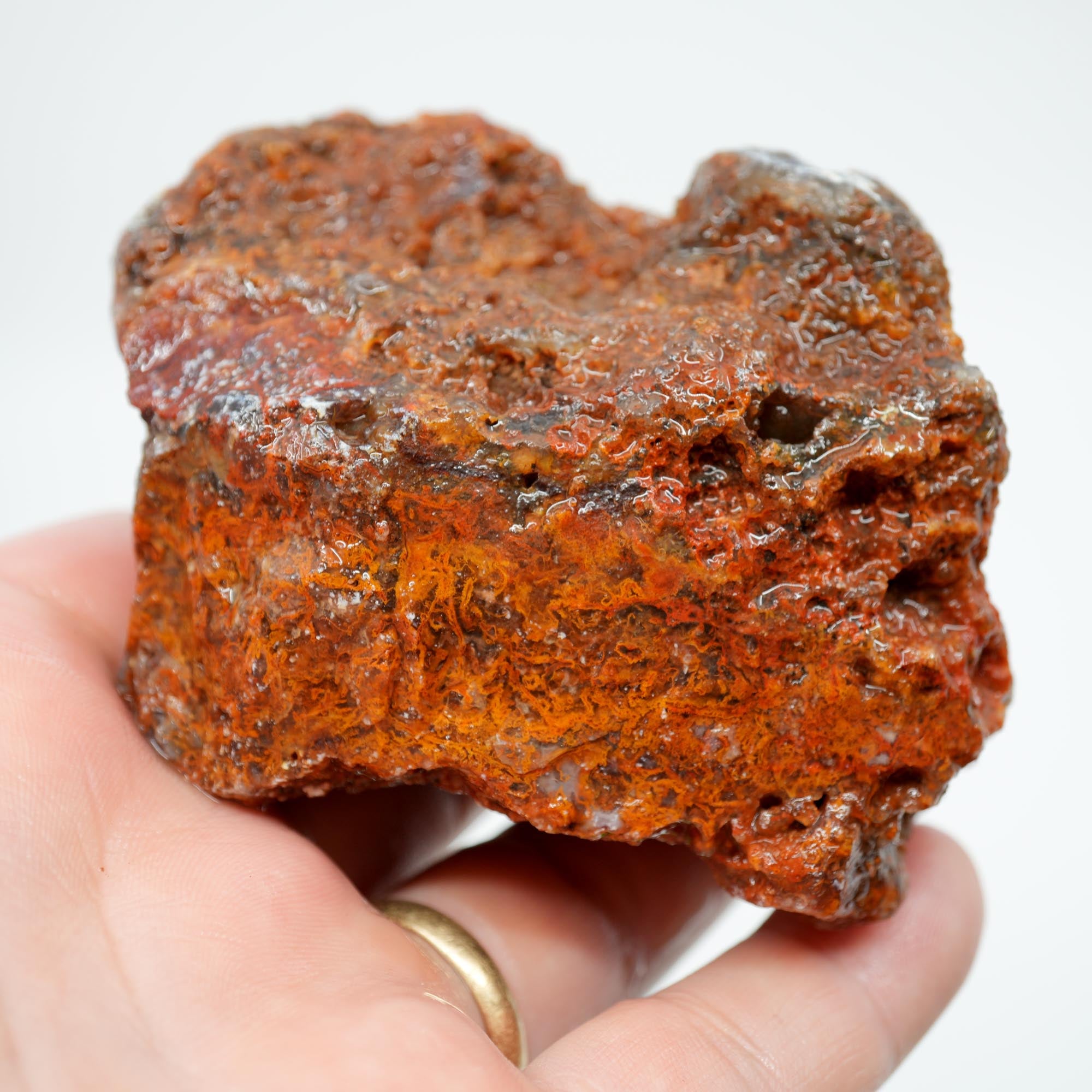 San Carlos Agate Rough - Orange Moss with Bright Red