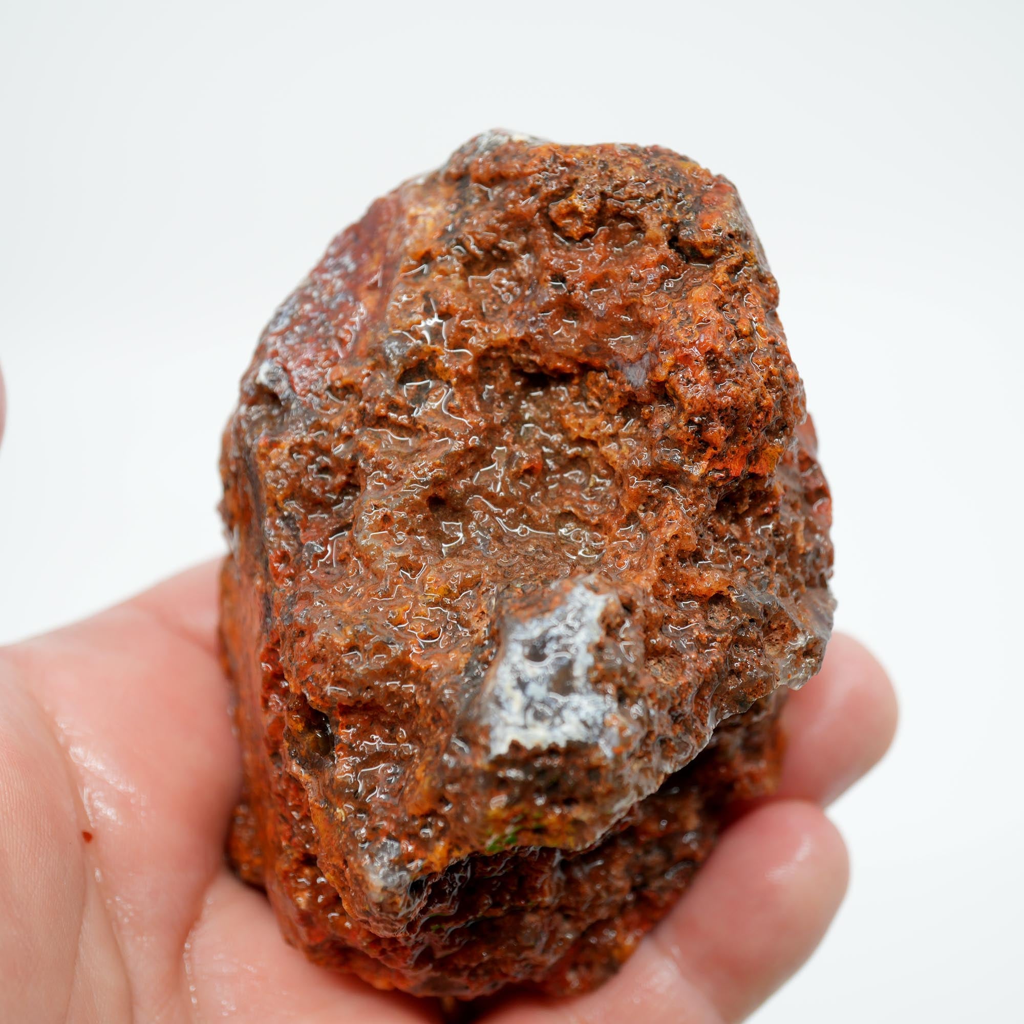 San Carlos Agate Rough - Orange Moss with Bright Red