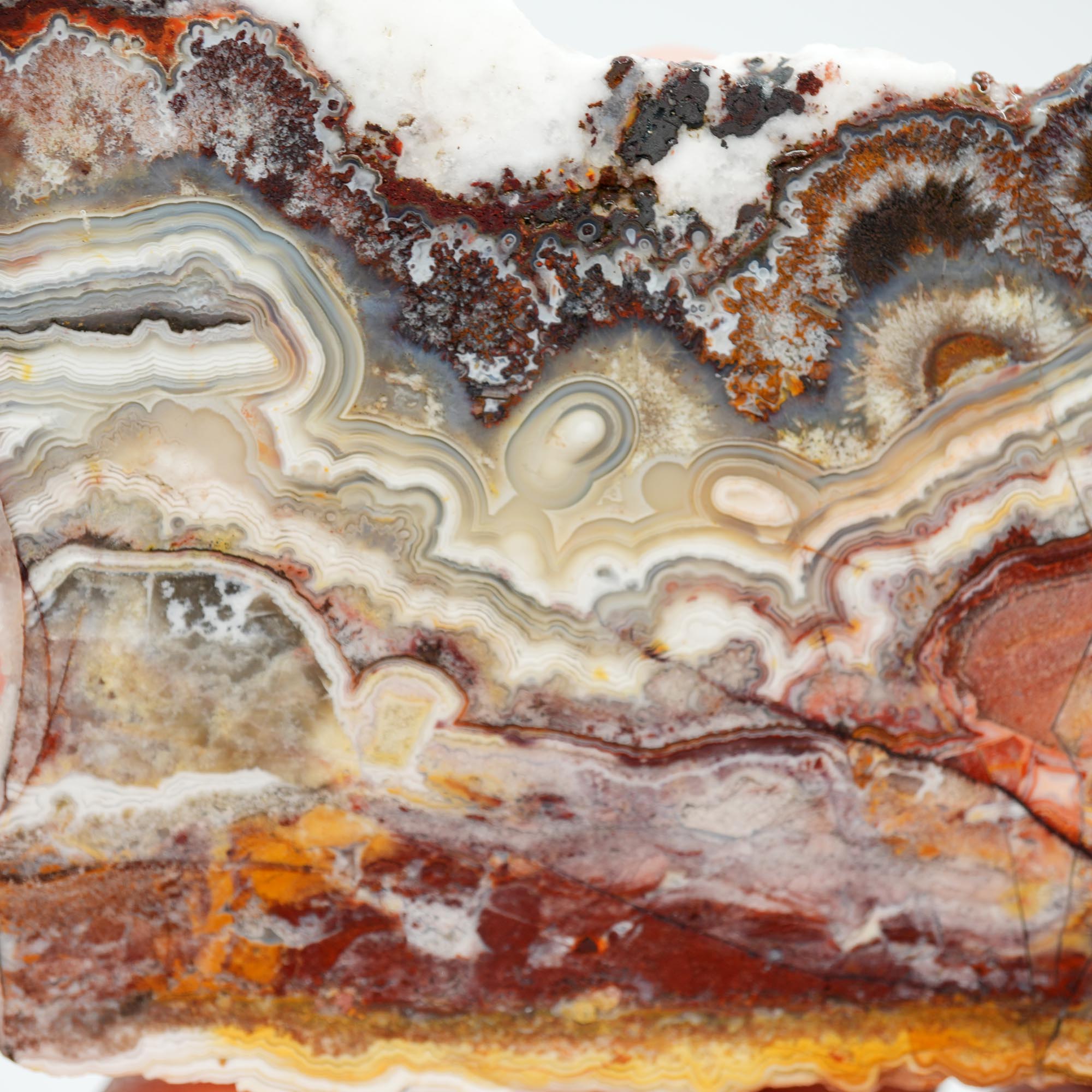 Laguna Lace Agate Endcut - Yin Yang Red and Orange Sunset