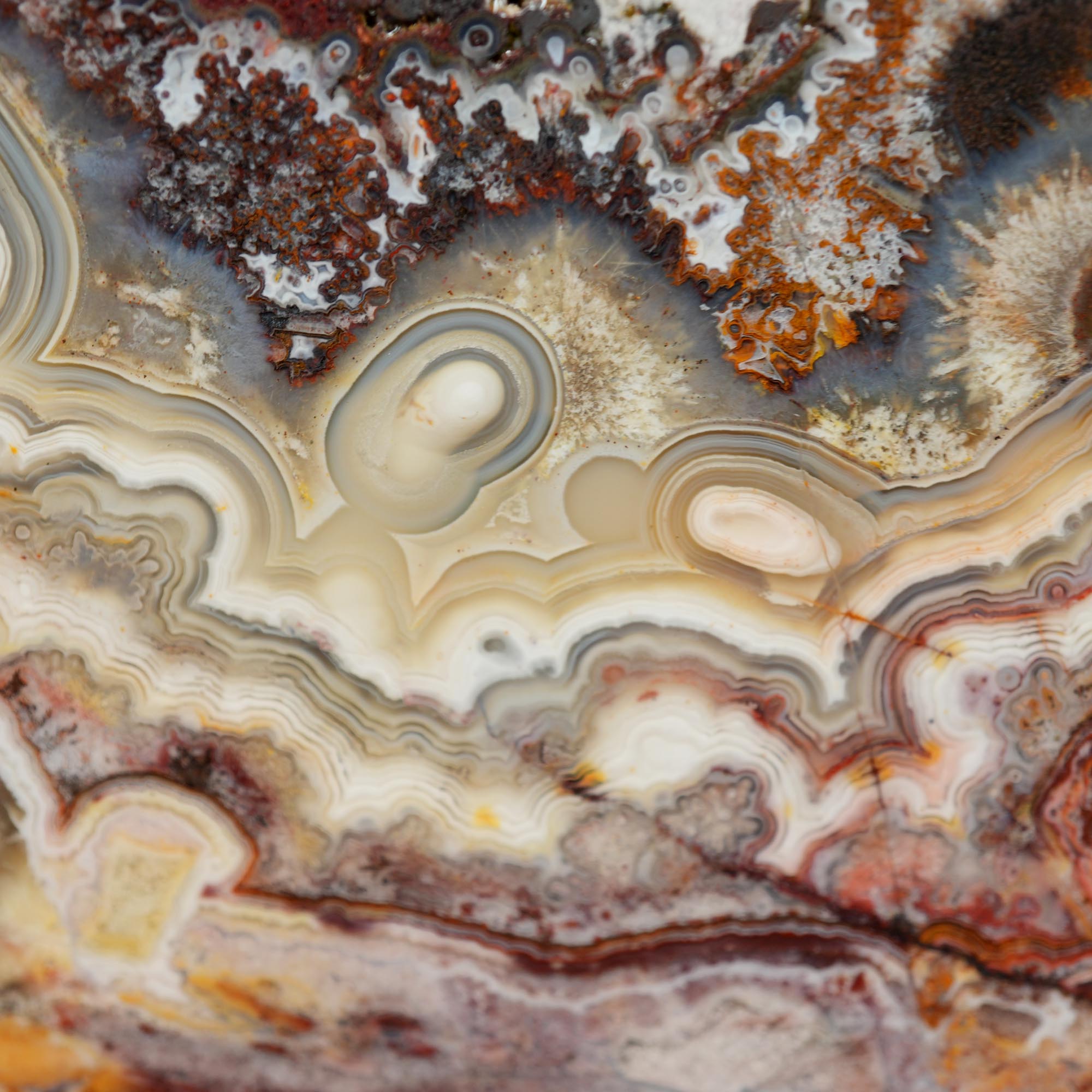 Laguna Lace Agate Endcut - Yin Yang Red and Orange Sunset