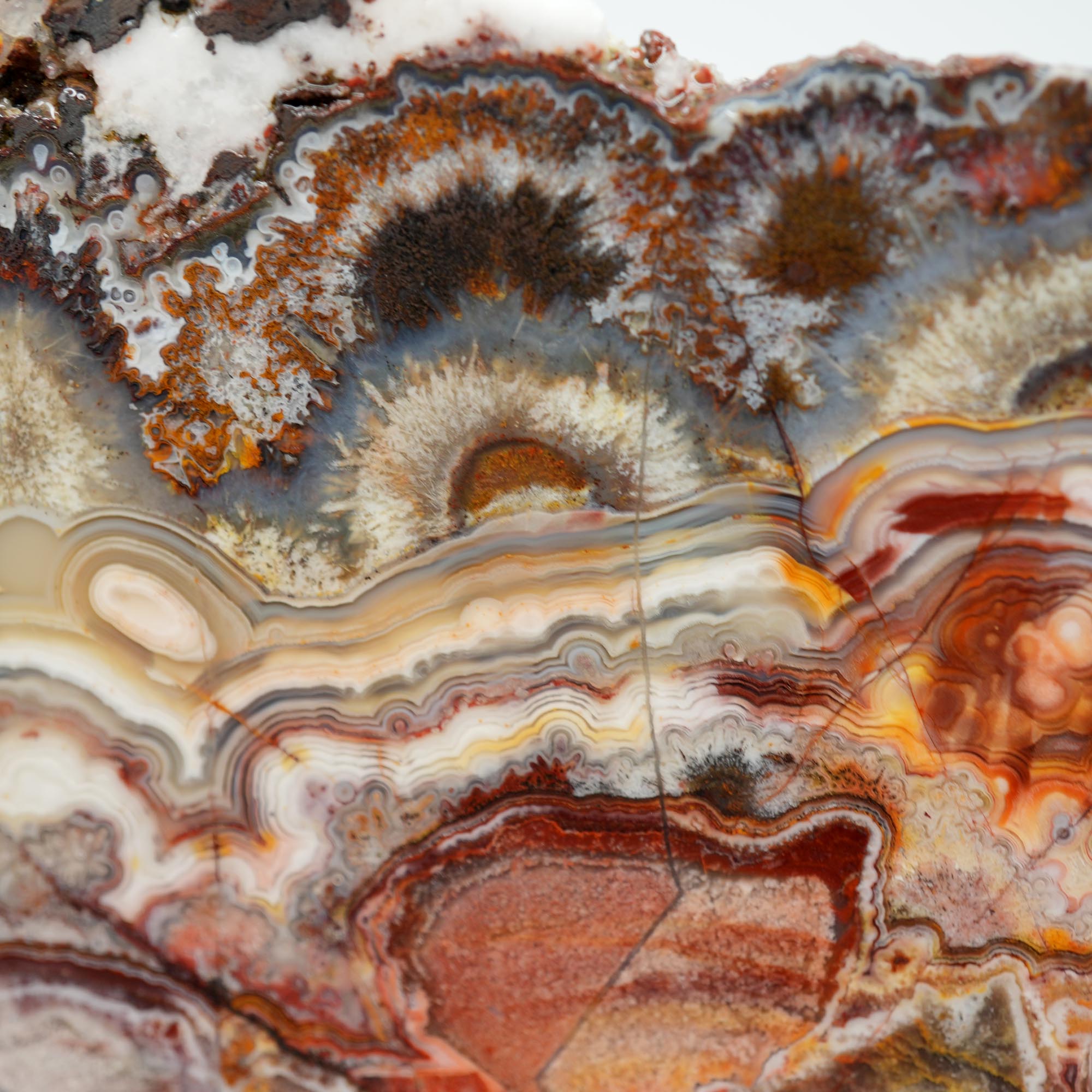Laguna Lace Agate Endcut - Yin Yang Red and Orange Sunset