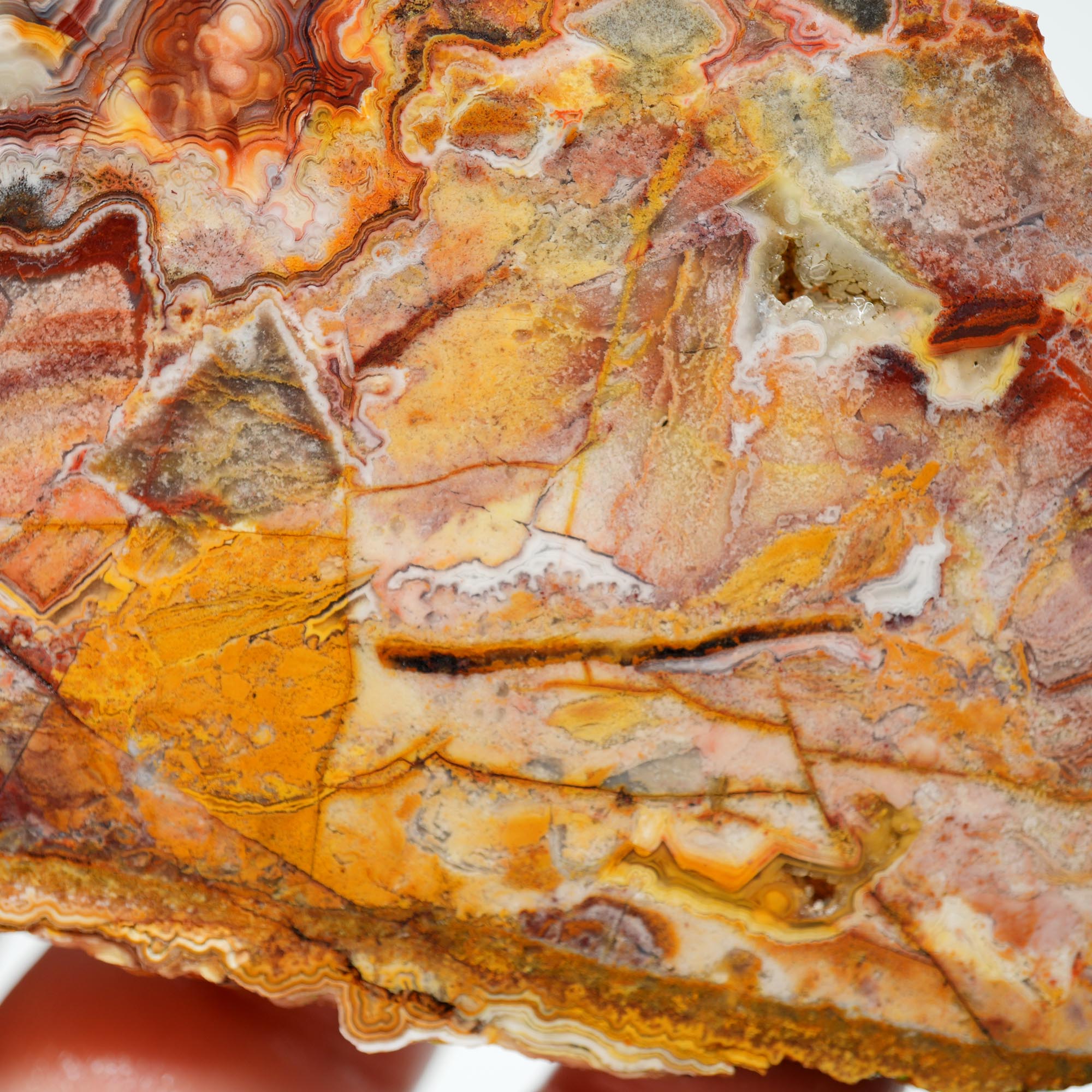 Laguna Lace Agate Endcut - Yin Yang Red and Orange Sunset