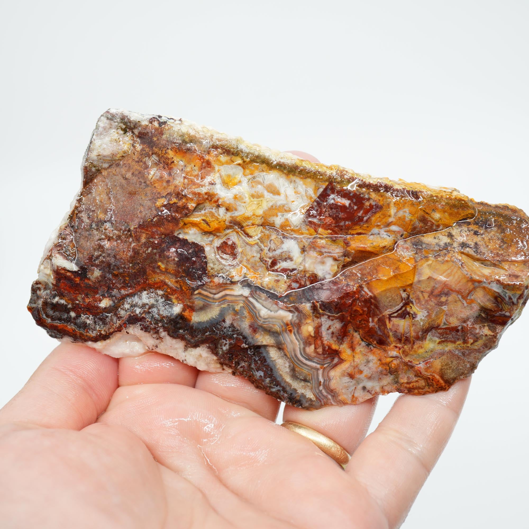 Laguna Lace Agate Endcut - Yin Yang Red and Orange Sunset