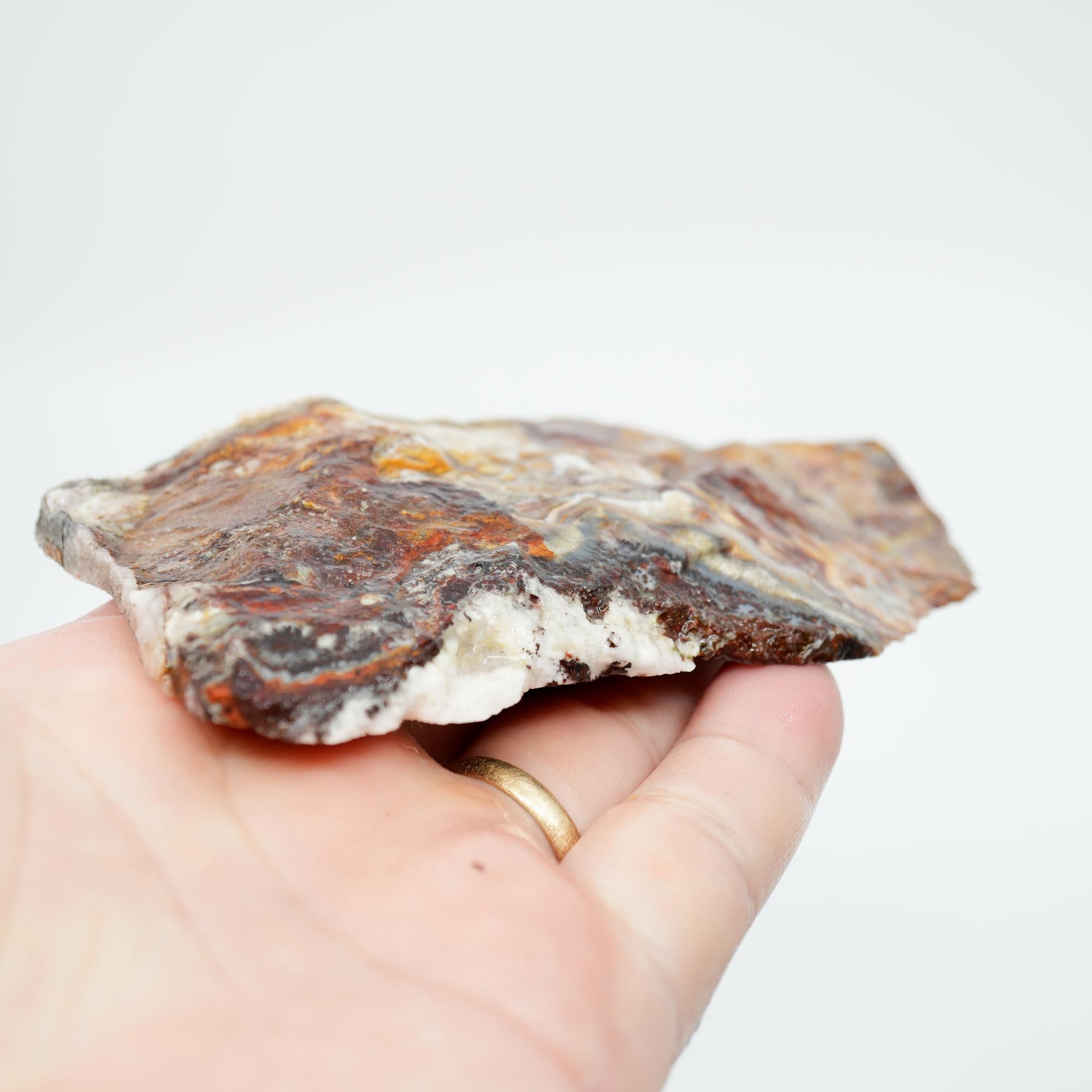 Laguna Lace Agate Endcut - Yin Yang Red and Orange Sunset