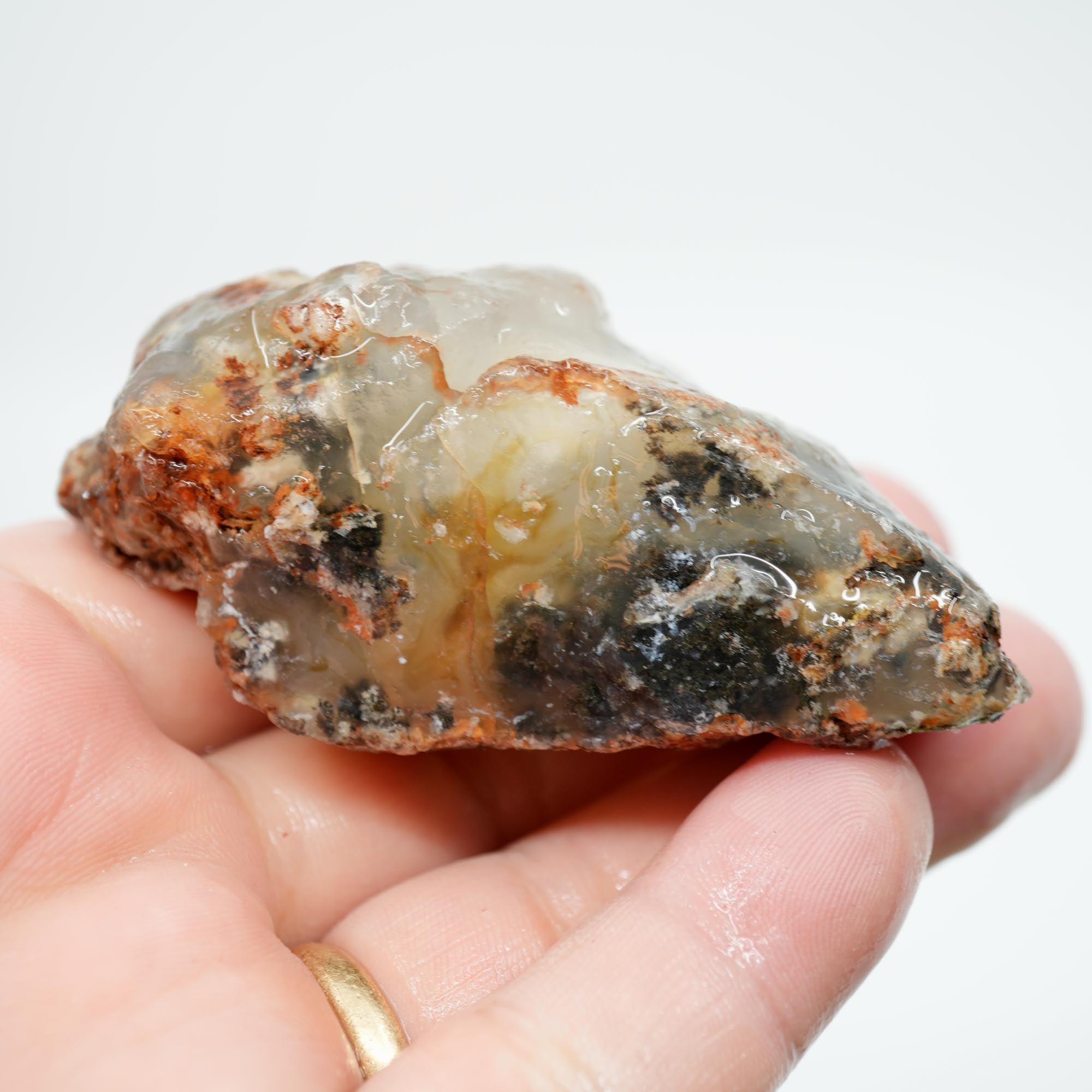 Ojinaga Plume Agate Rough - Black Plume with Cloud Inclusions