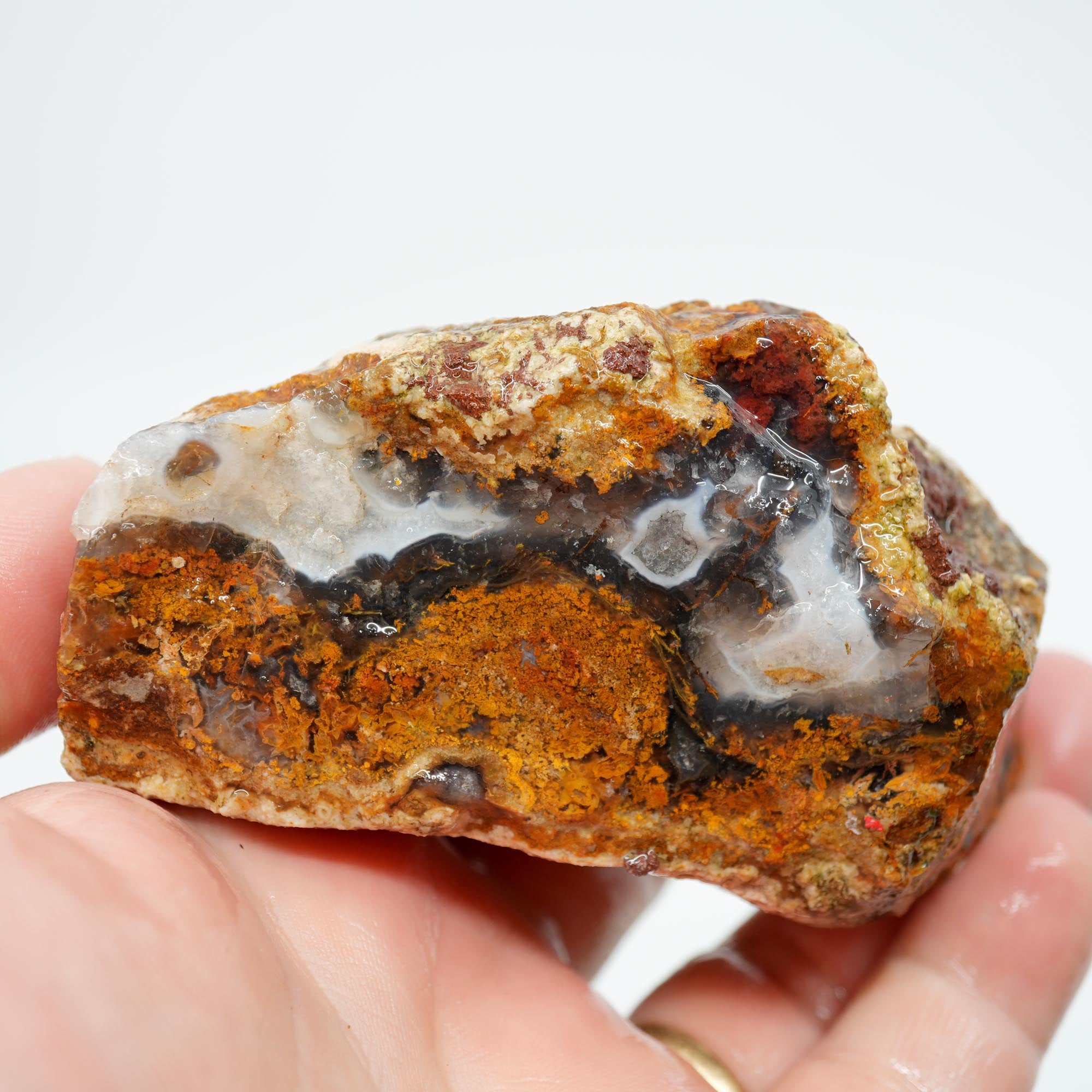 San Carlos Agate Rough - Multi-Side Red Golden Moss - Mexico