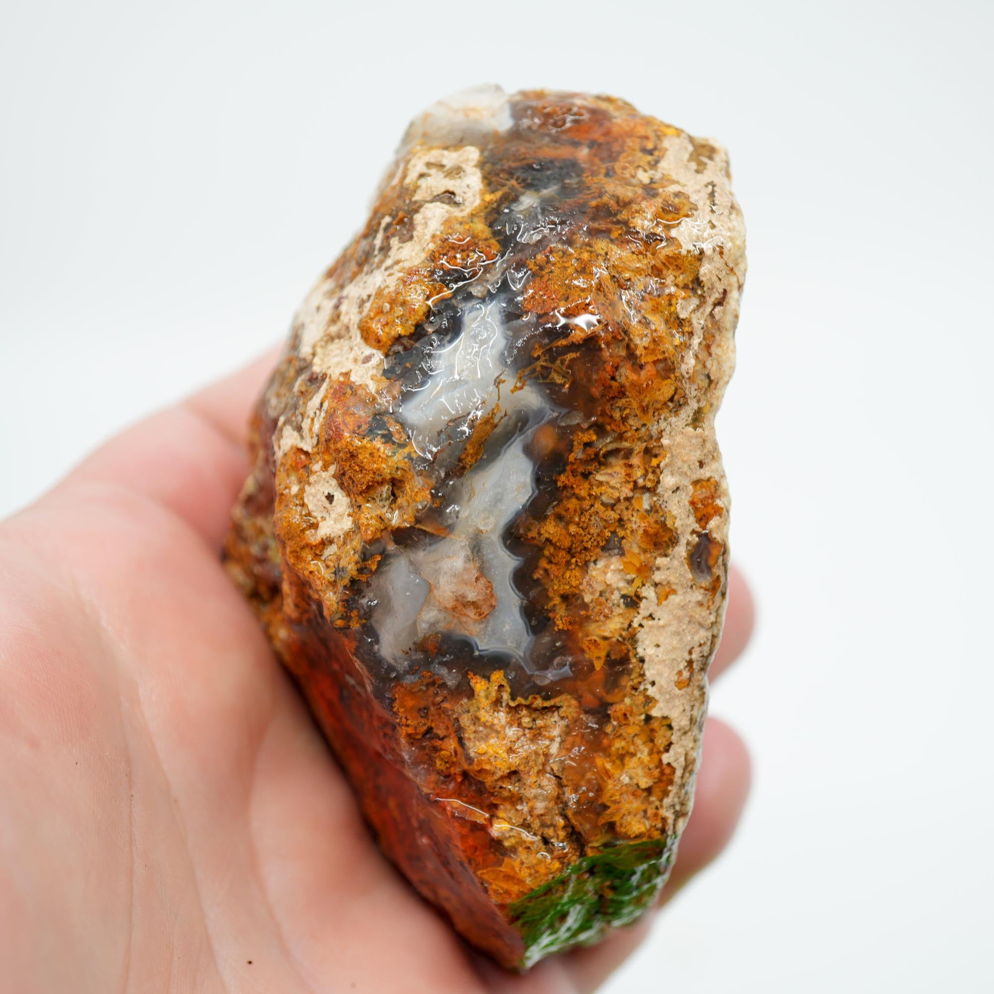 San Carlos Agate Rough - Multi-Side Red and Golden Moss Cutter