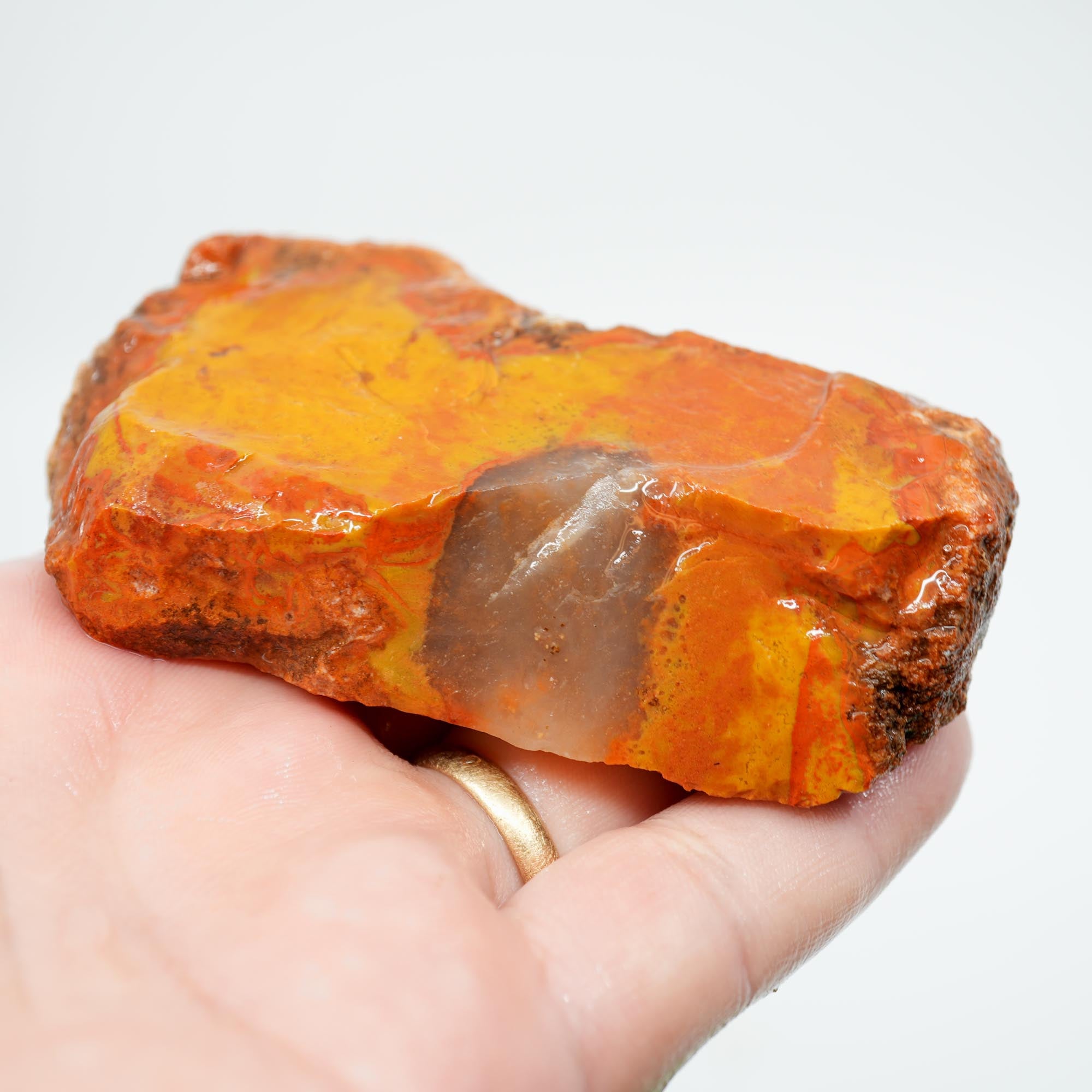 Alabama Paint Agate Rough - Blue Ice Agate with Butterscotch and Red