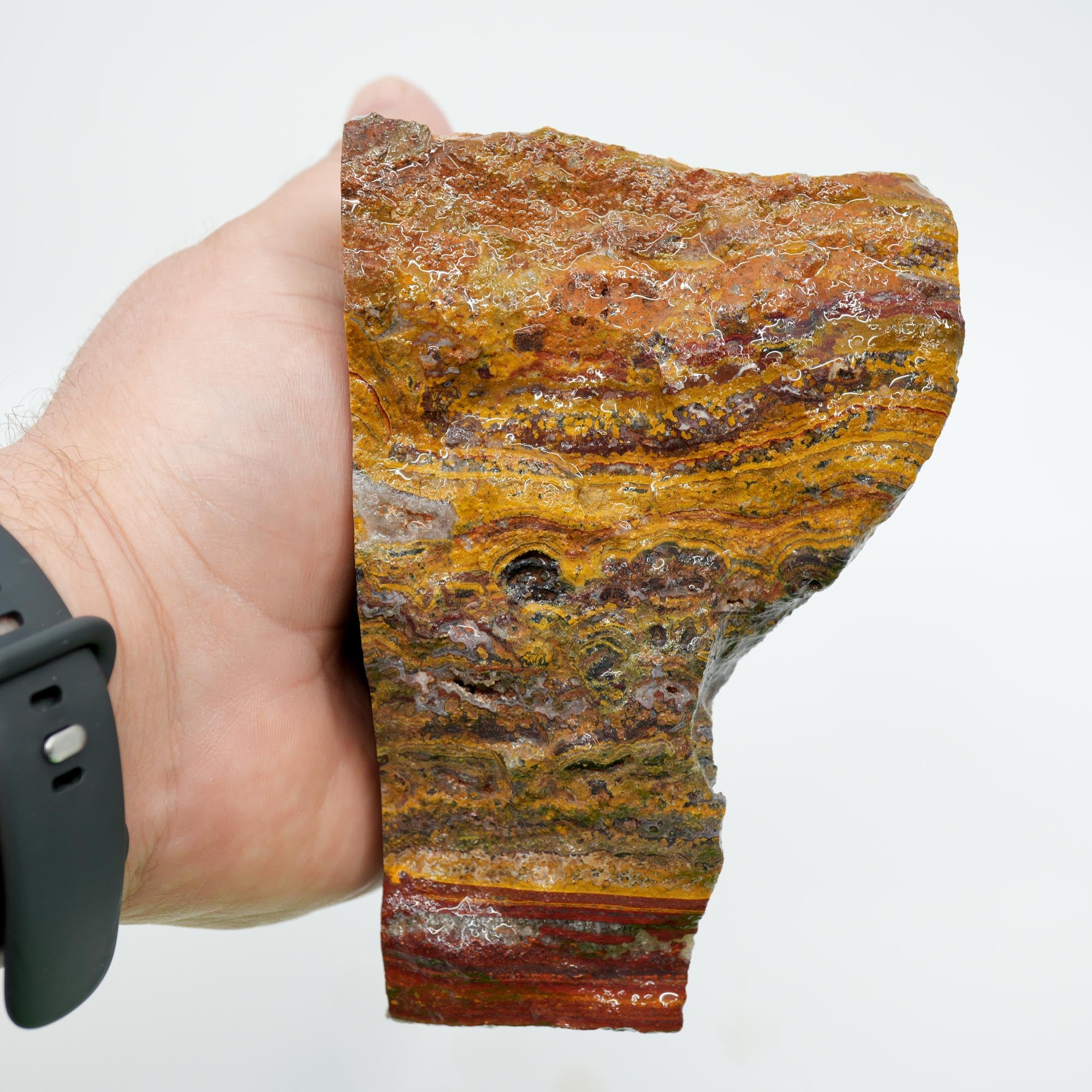 Apple Valley Jasper Cut and Proven - Black Druzy and Hematite Flowers