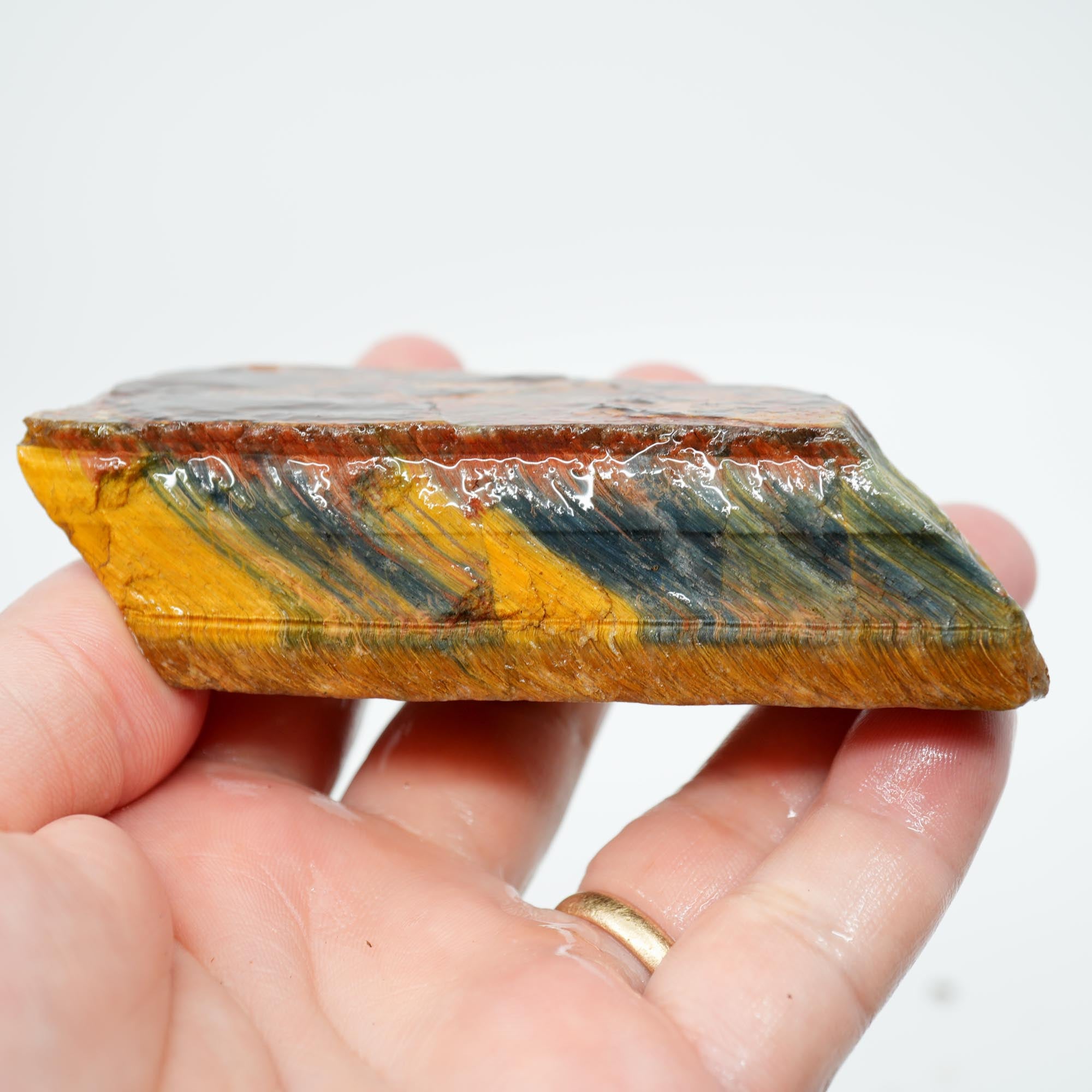Hawkeye Tiger Eye Rough - Old Stock Blue and Gold Flame Patterns