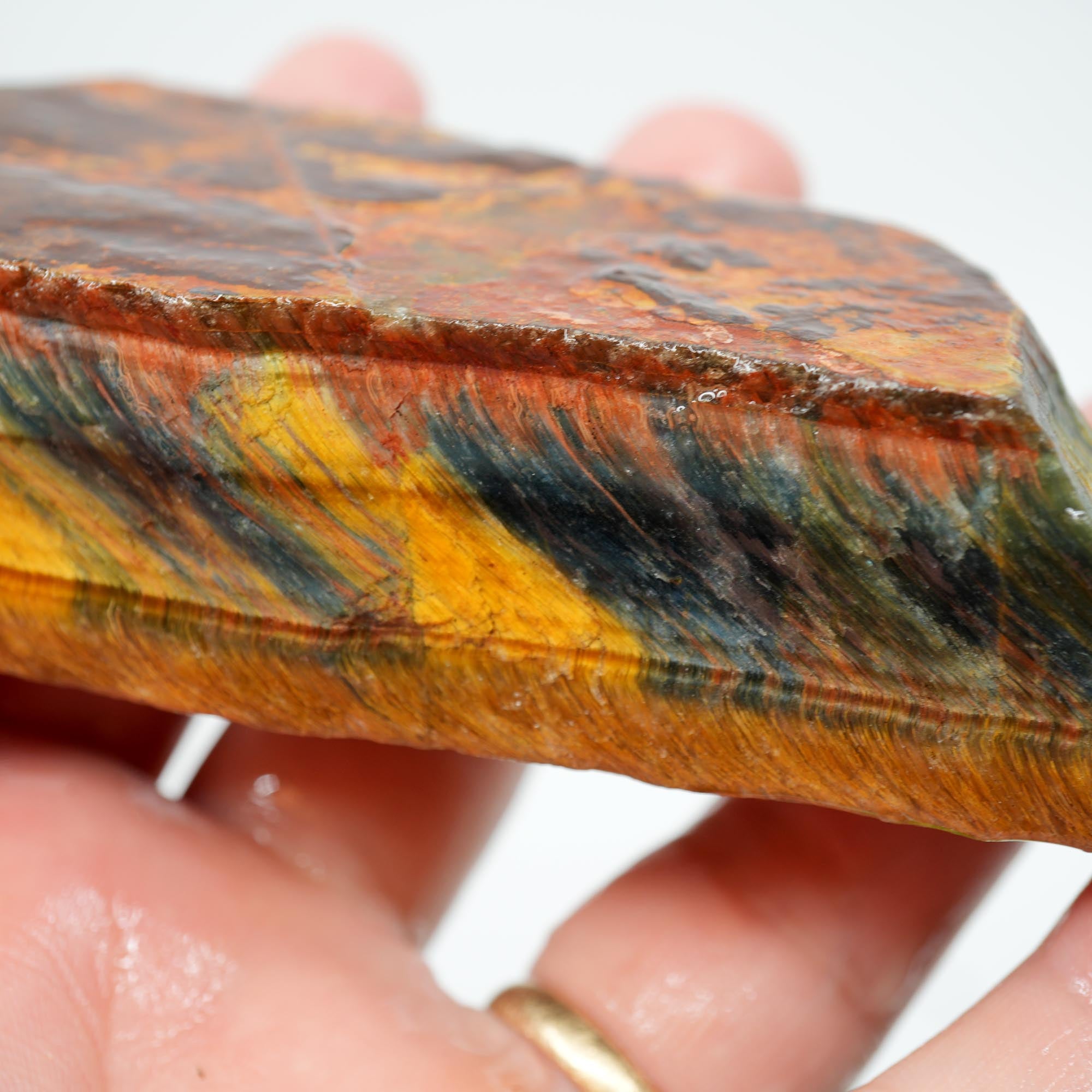Hawkeye Tiger Eye Rough - Old Stock Blue and Gold Flame Patterns