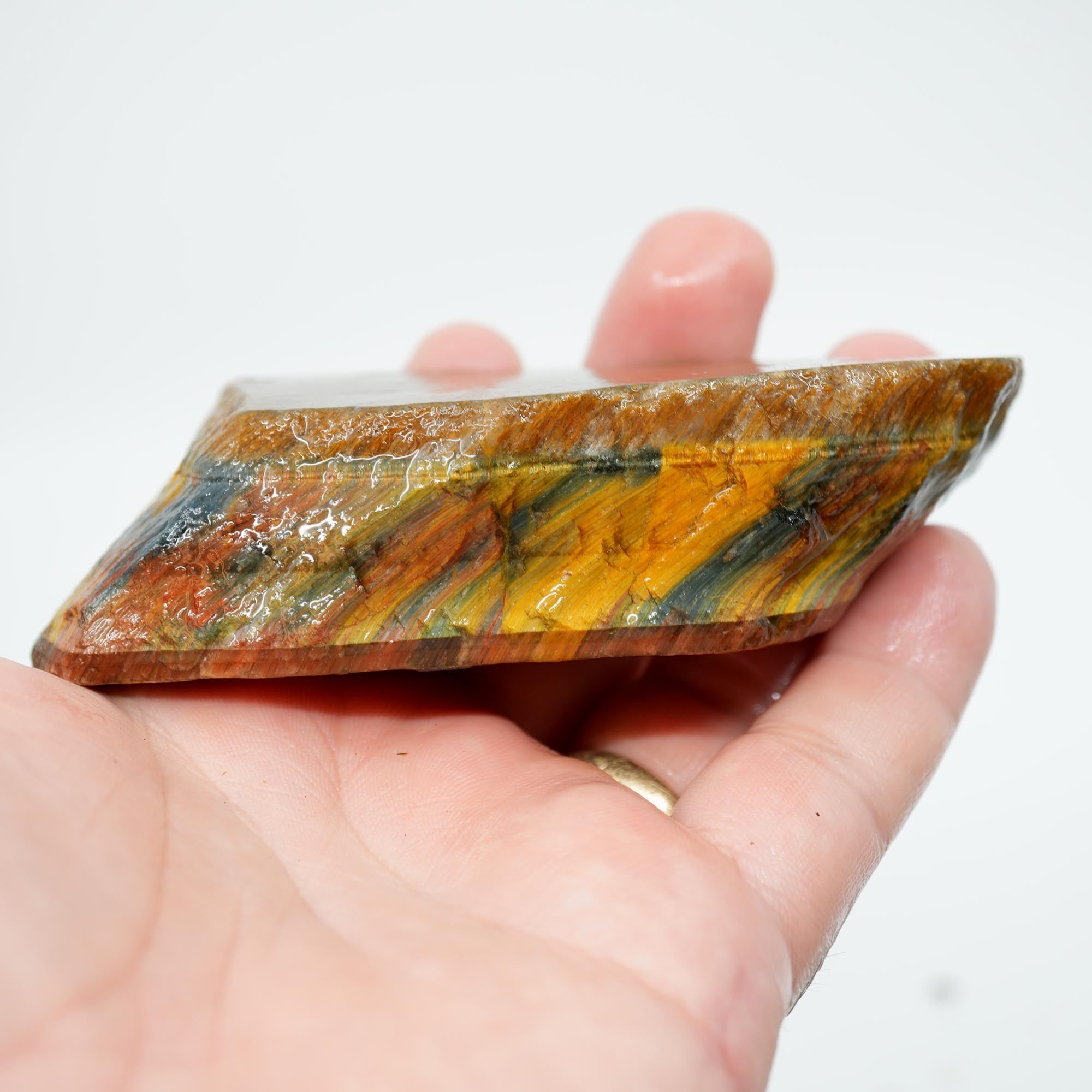 Hawkeye Tiger Eye Rough - Old Stock Blue and Gold Flame Patterns