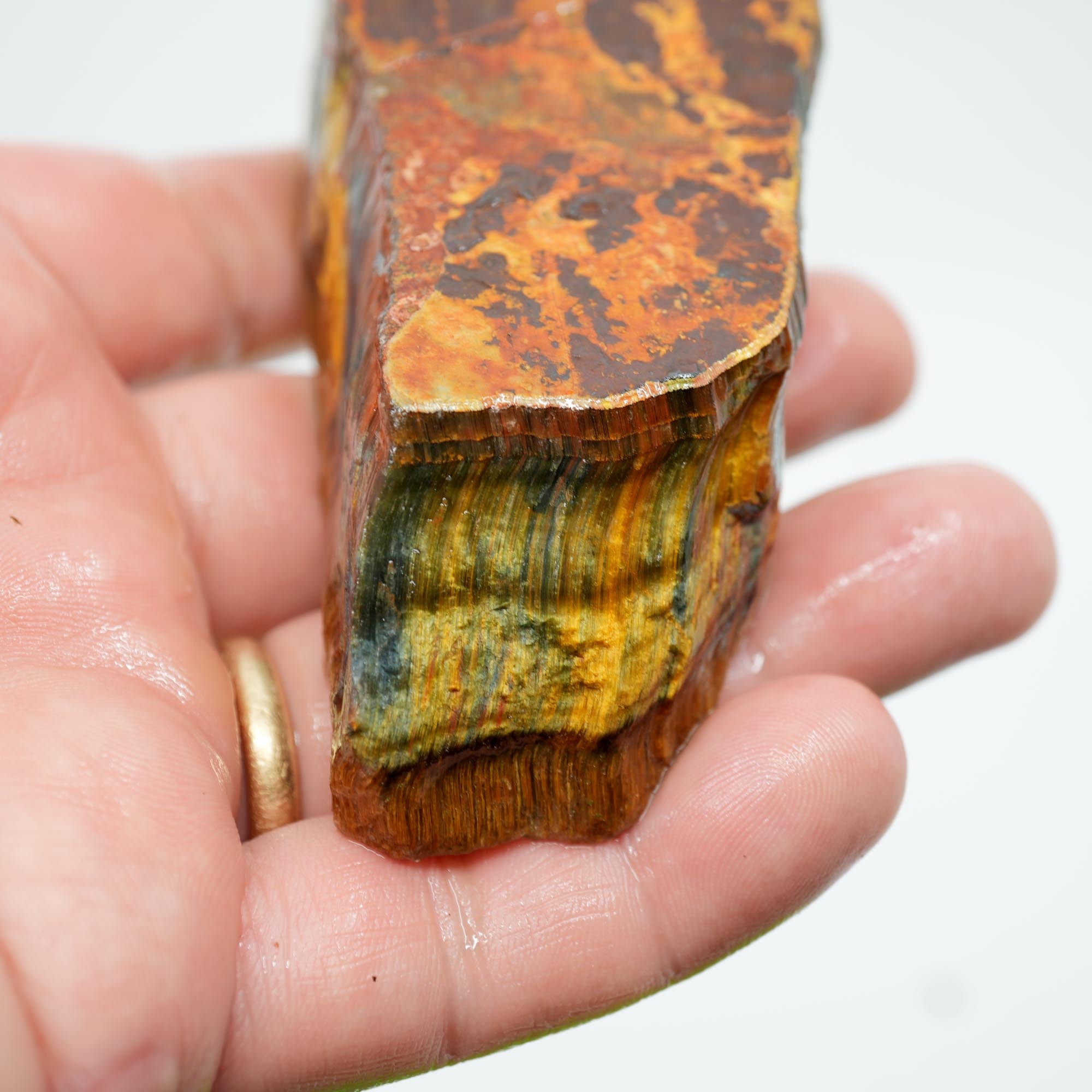 Hawkeye Tiger Eye Rough - Old Stock Blue and Gold Flame Patterns