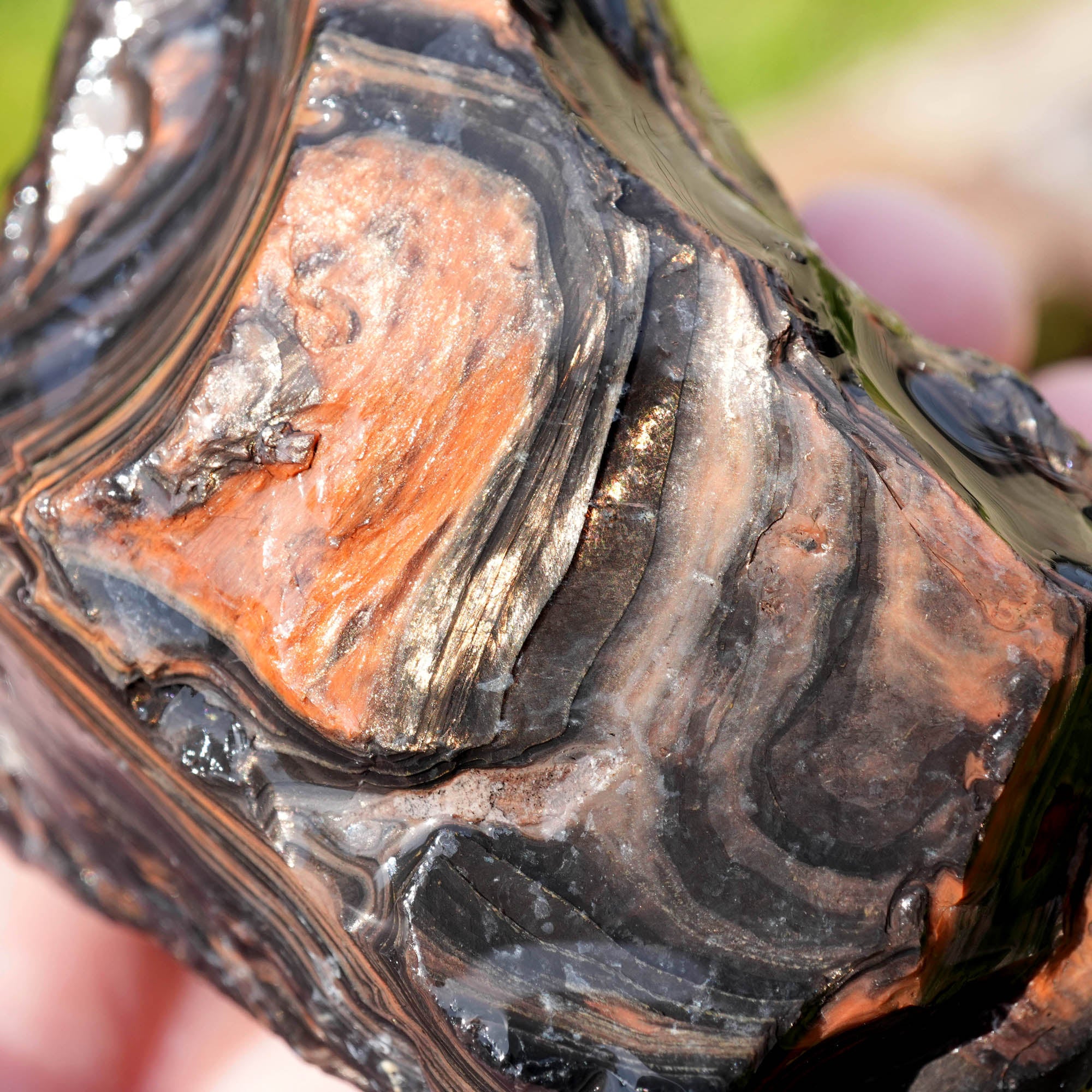 Fire Obsidian Rough - Light Fire Peeking Along Top