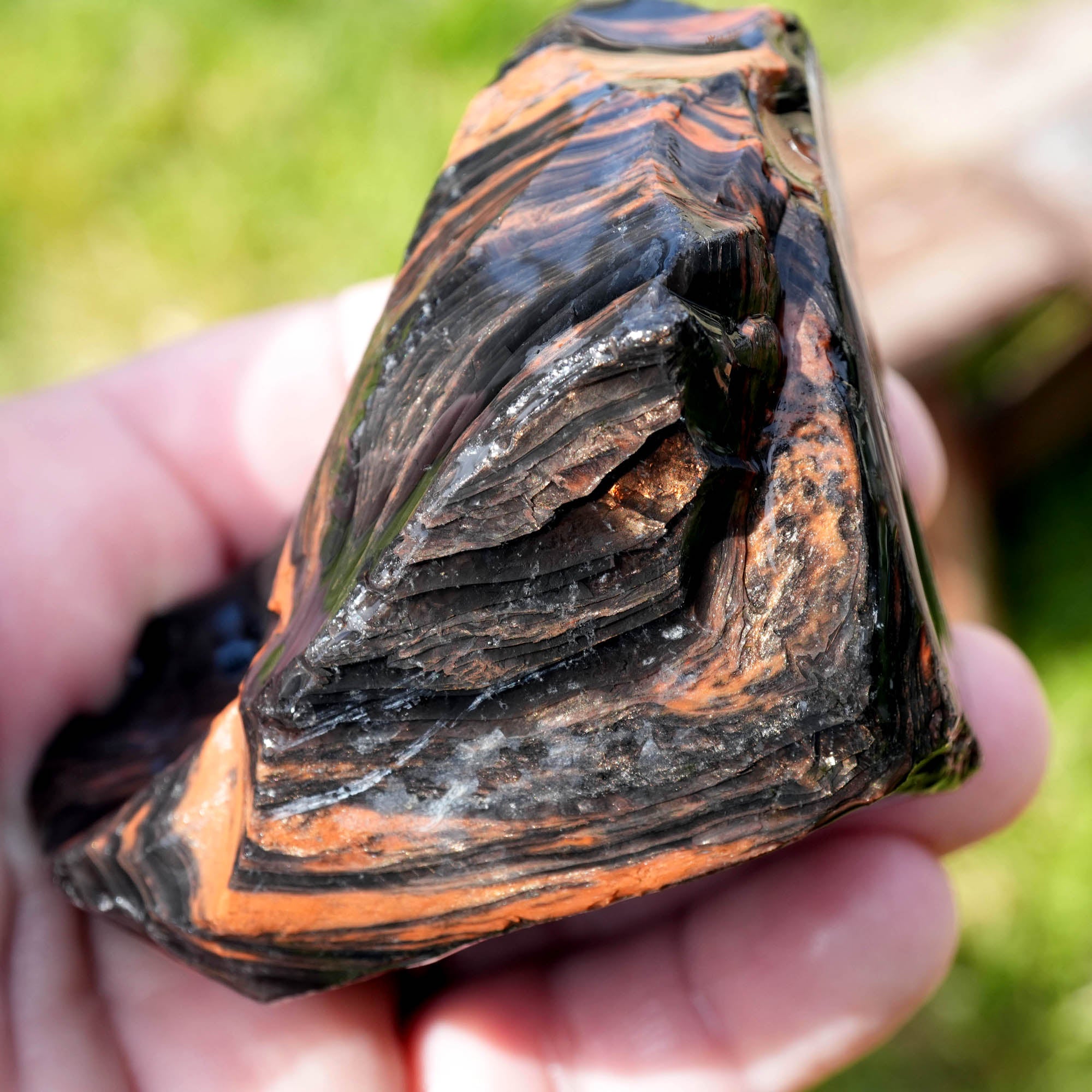 Fire Obsidian Rough - Light Fire Peeking Along Top