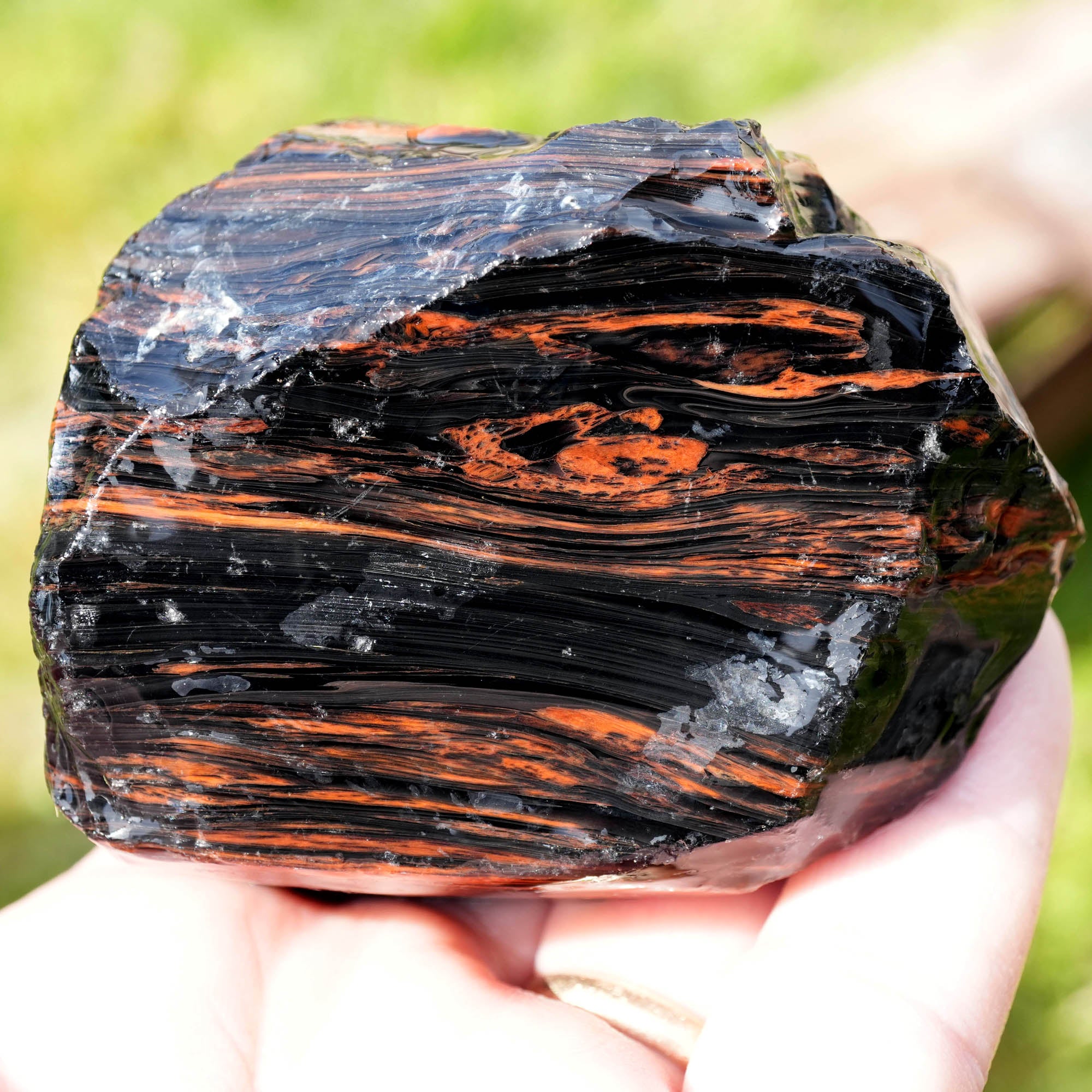 Fire Obsidian Rough - Light Fire Peeking Along Top