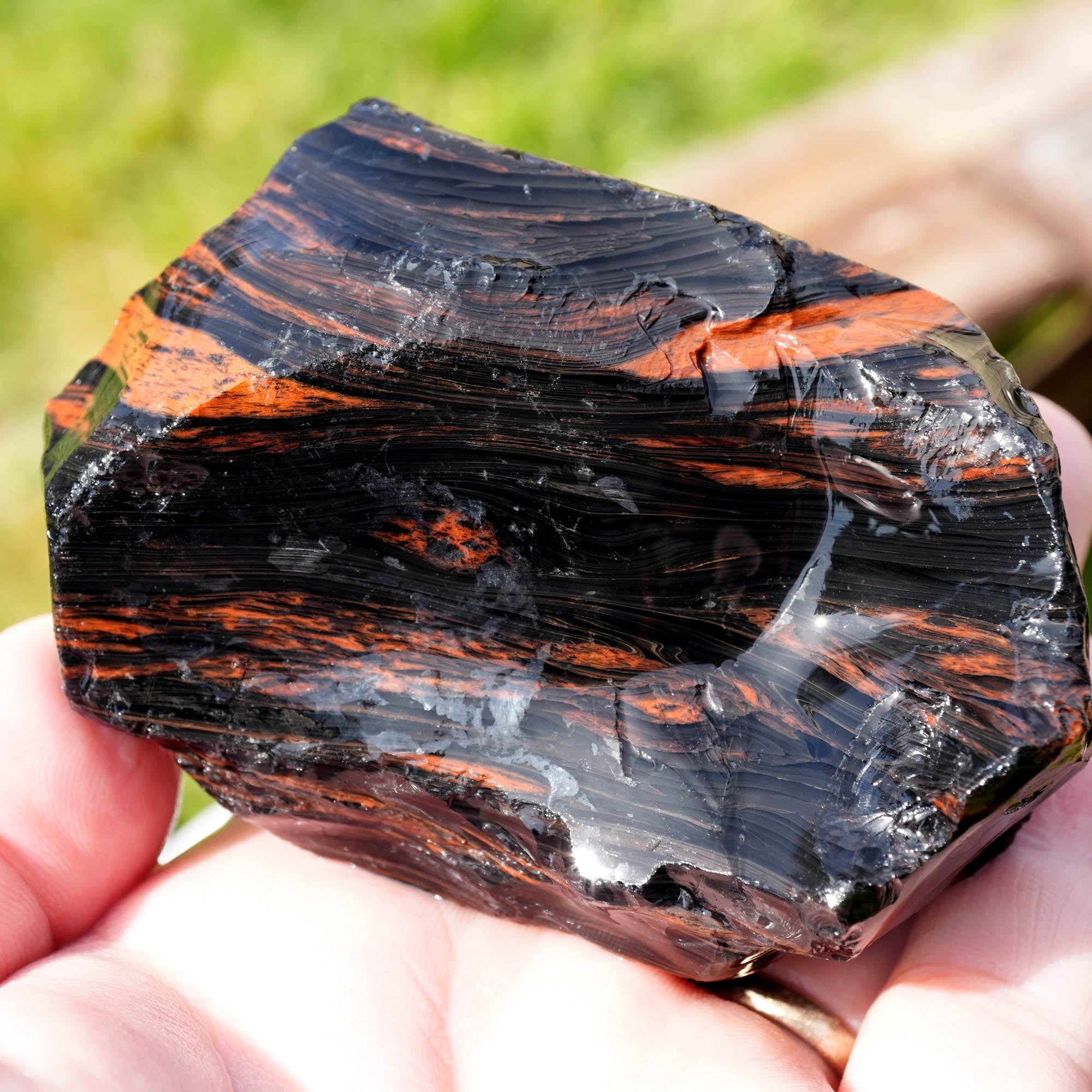 Fire Obsidian Rough - Light Fire Peeking Along Top