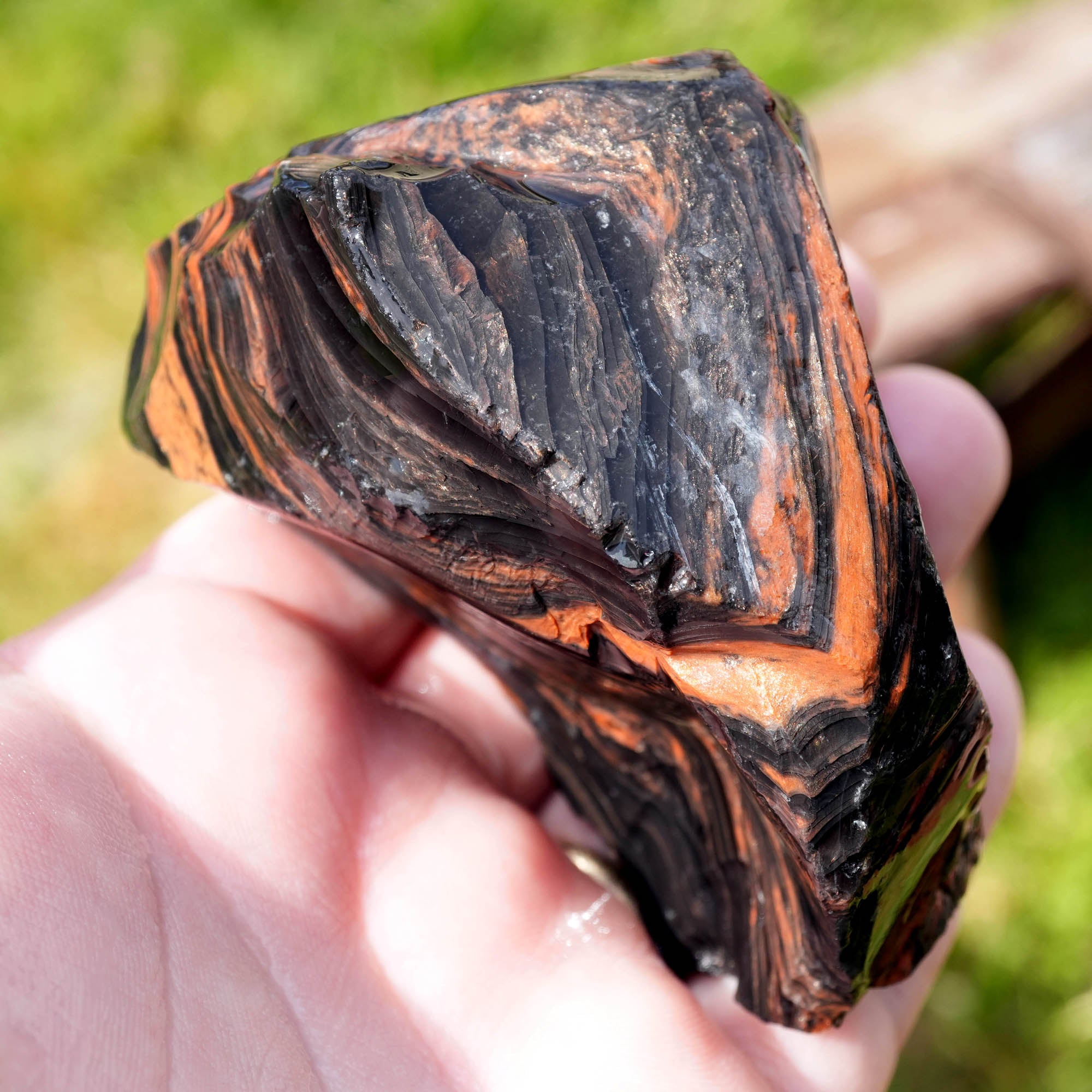Fire Obsidian Rough - Light Fire Peeking Along Top