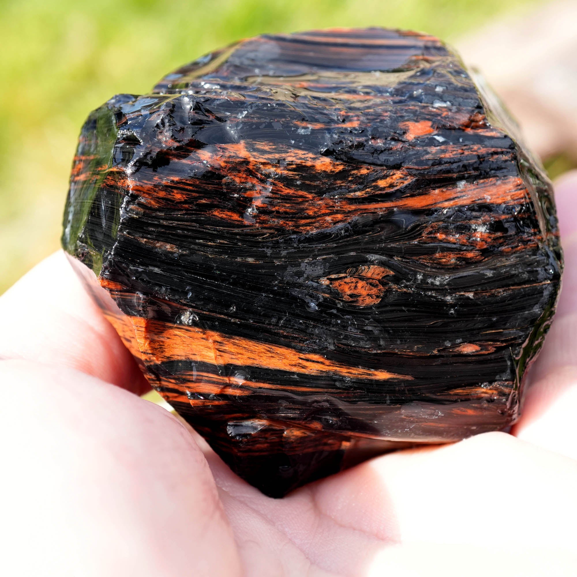 Fire Obsidian Rough - Light Fire Peeking Along Top
