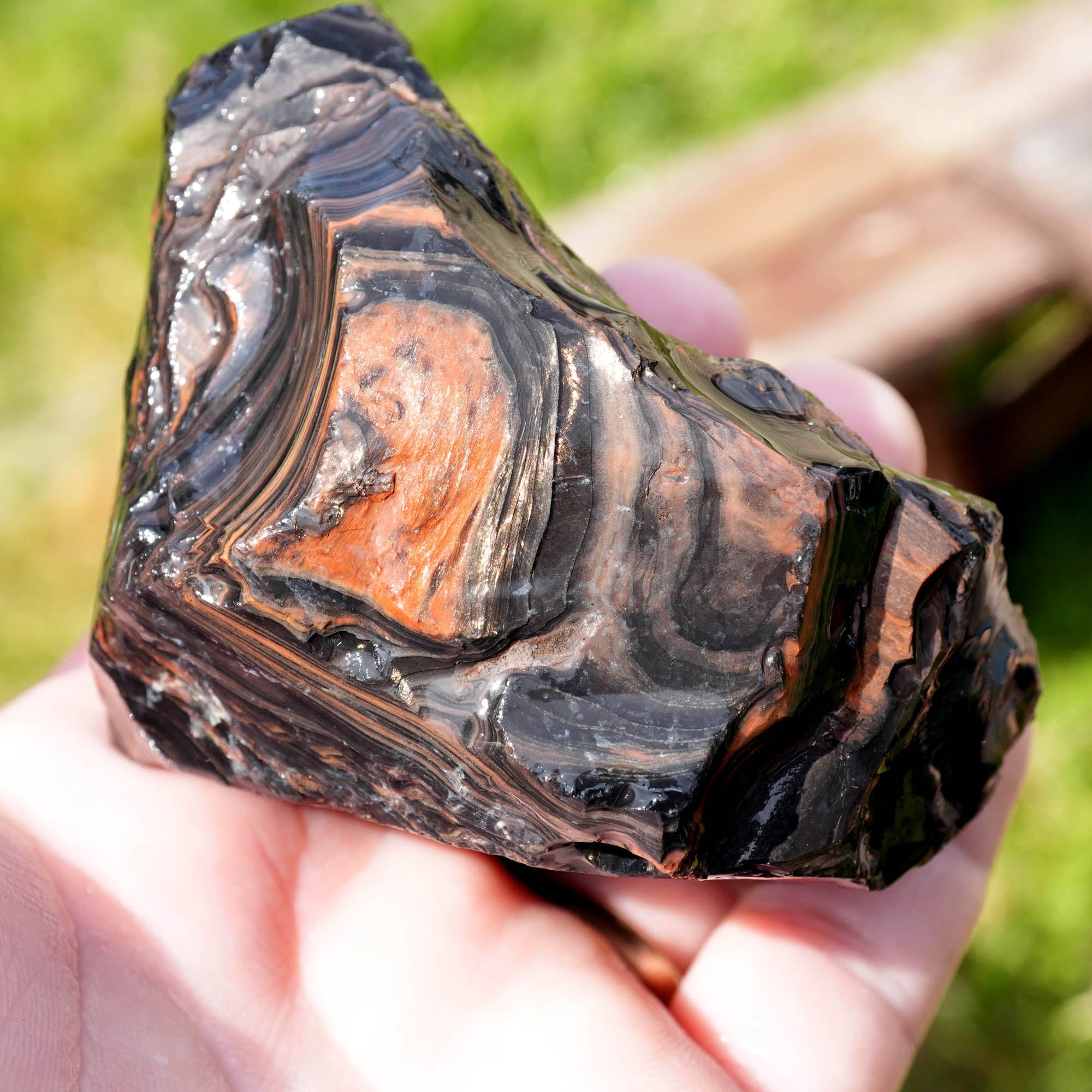Fire Obsidian Rough - Light Fire Peeking Along Top