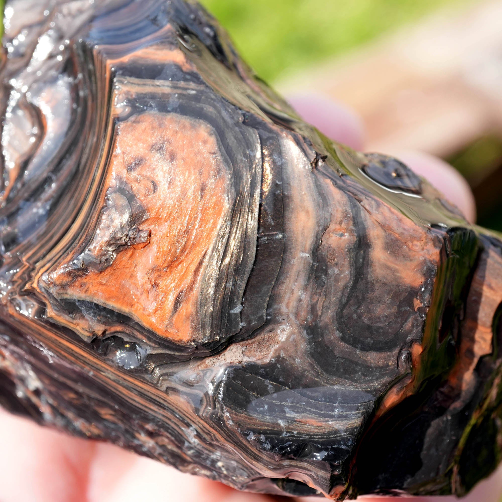 Fire Obsidian Rough - Light Fire Peeking Along Top