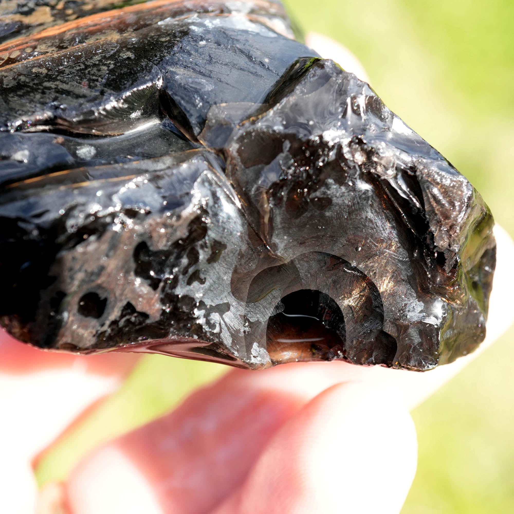 Fire Obsidian Rough - Perfect Window with Two Layers of High-Grade Fire