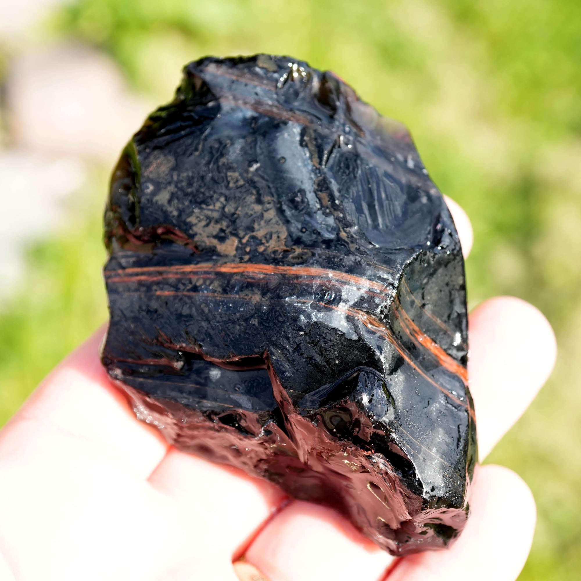 Fire Obsidian Rough - Perfect Window with Two Layers of High-Grade Fire
