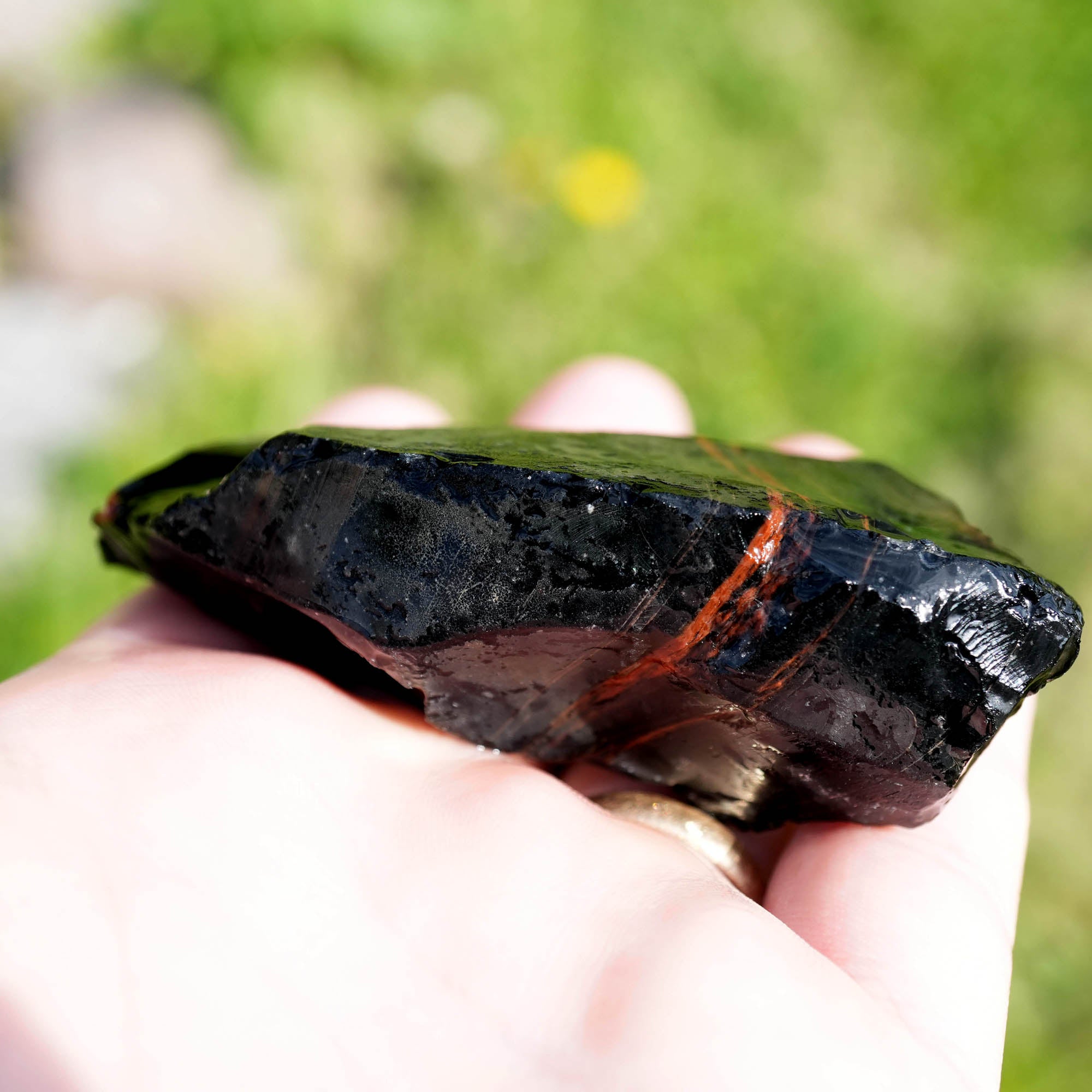 Fire Obsidian Rough - Perfect Window with Two Layers of High-Grade Fire