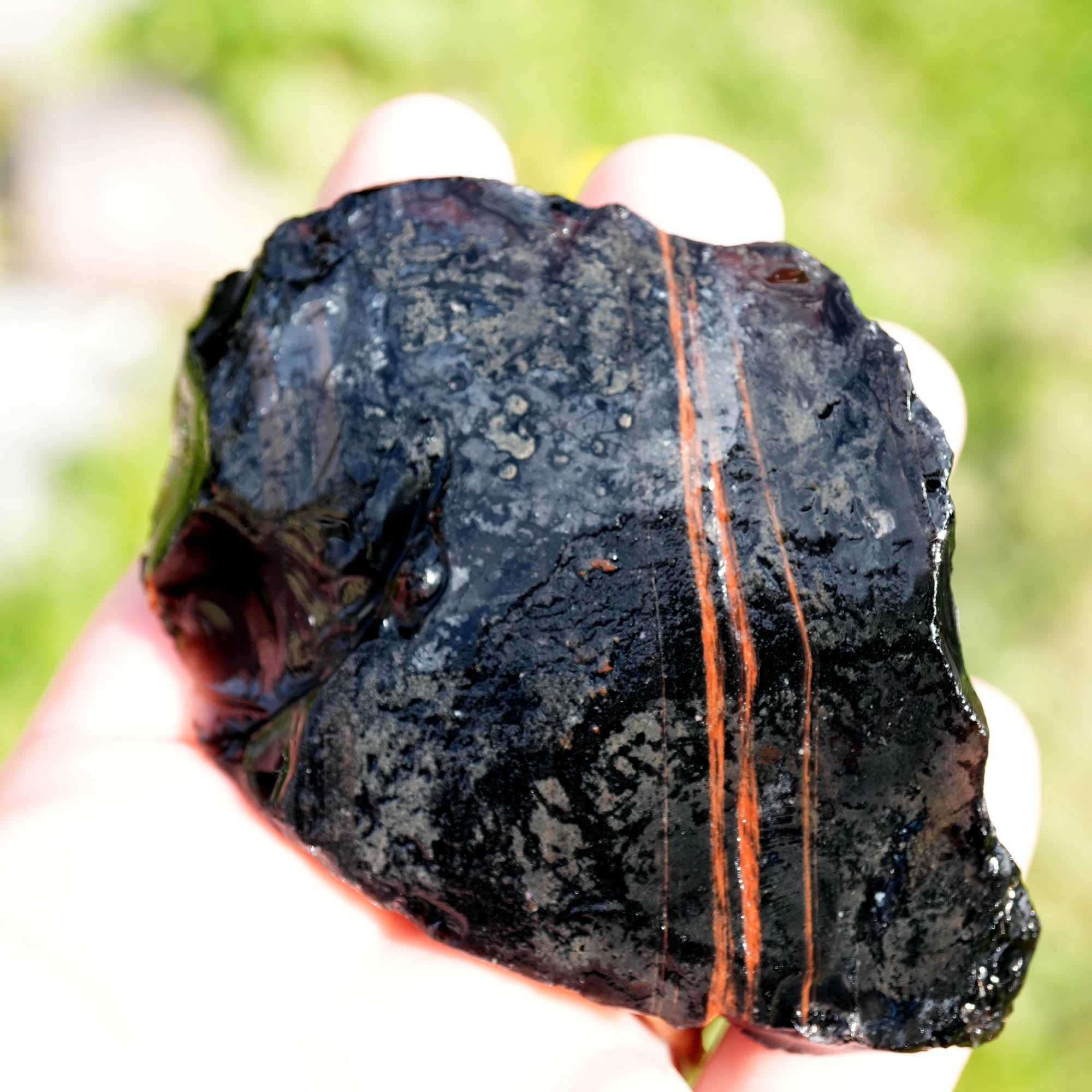 Fire Obsidian Rough - Perfect Window with Two Layers of High-Grade Fire