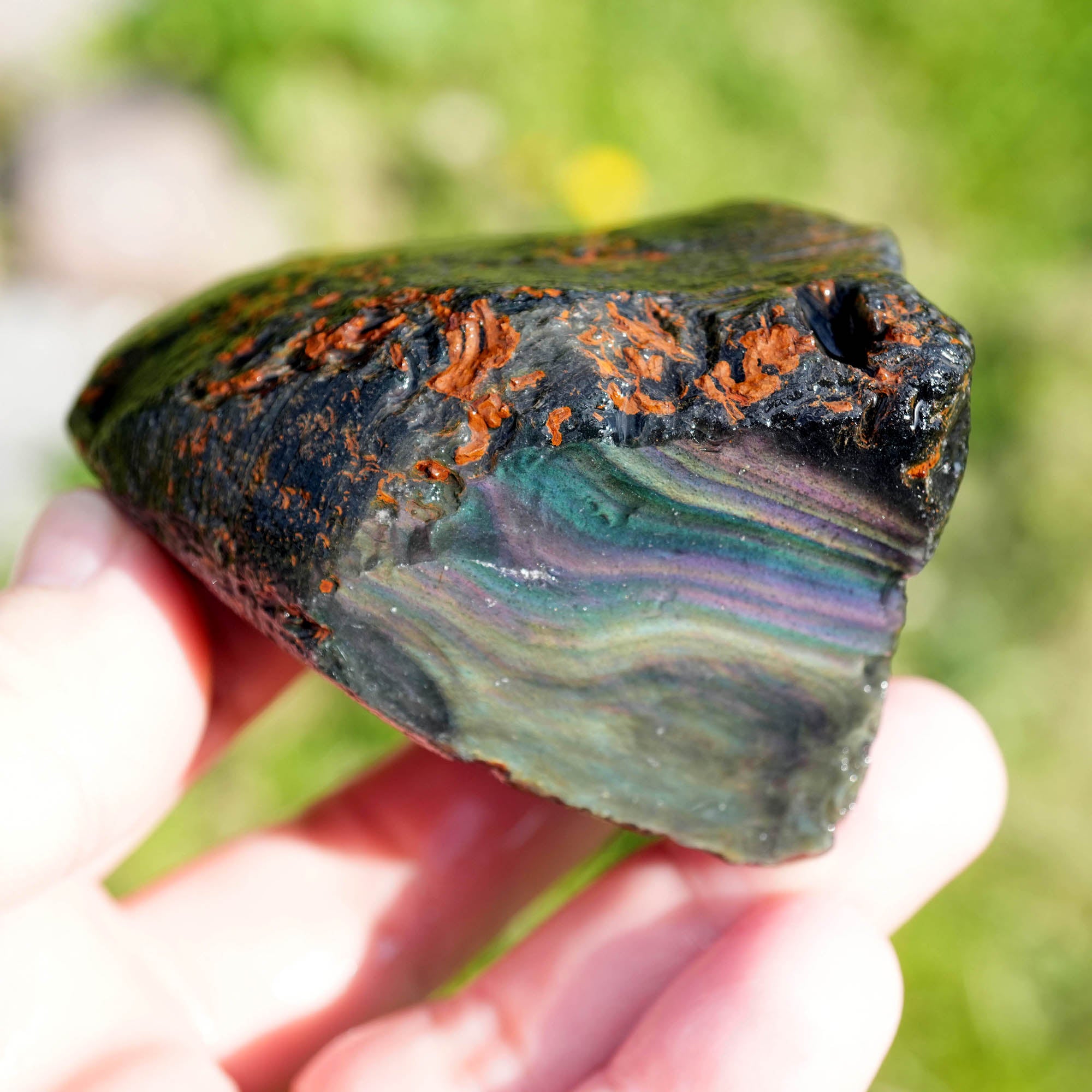 Jalisco Rainbow Obsidian Rough - Velvet Mix with Green and Purple