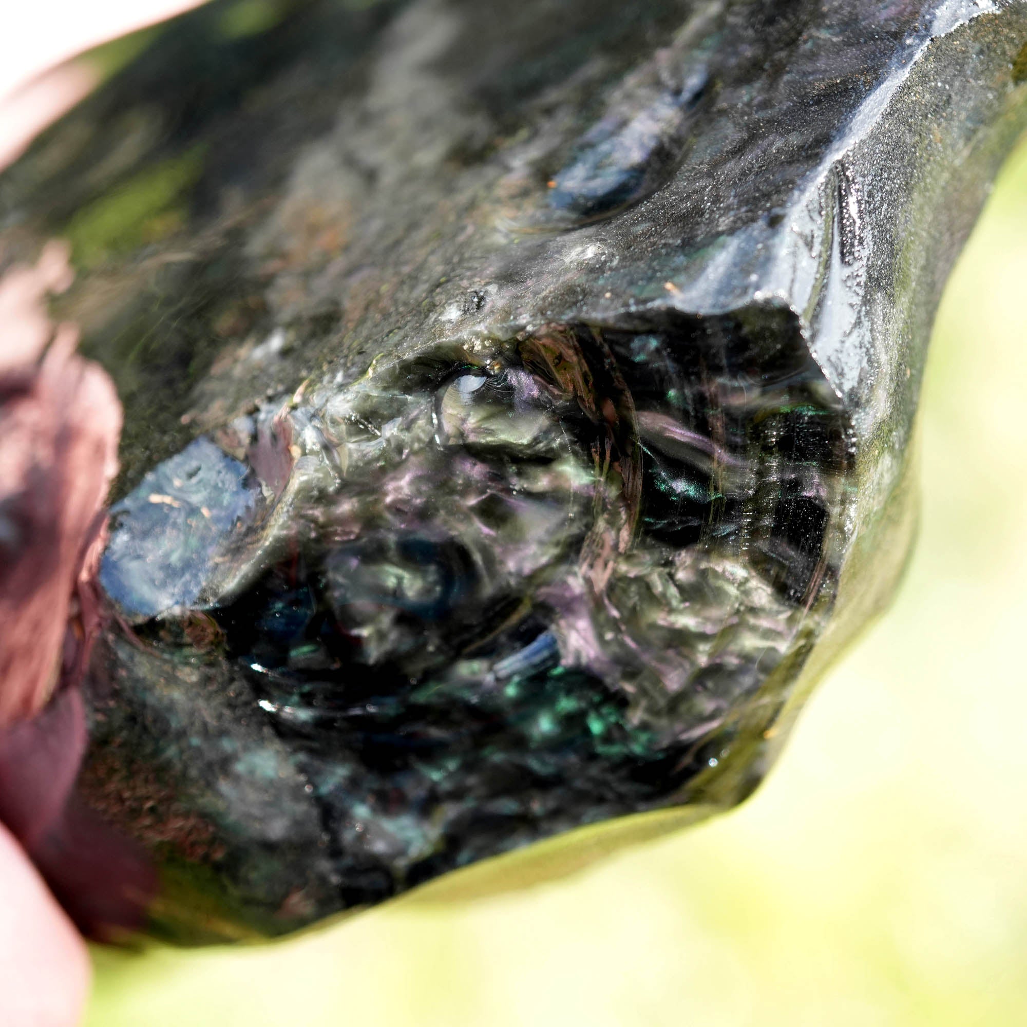 Royal Peacock Velvet Obsidian Rough - 1970s Old Stock Purple and Green