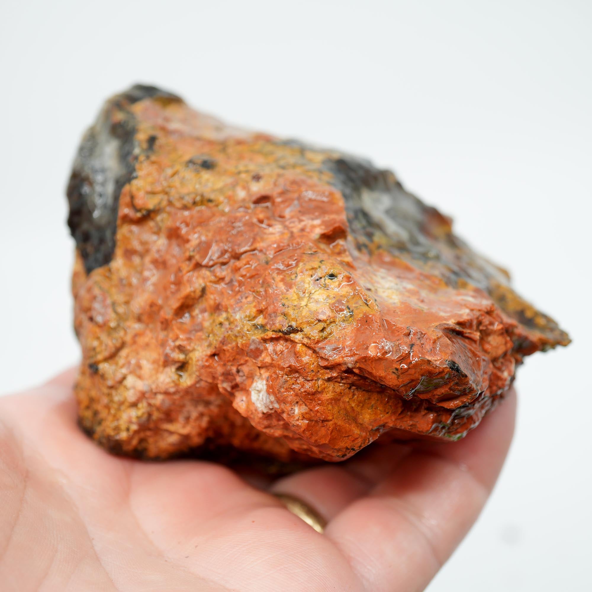 San Carlos Agate Rough - Peach Fortification with Golden Moss
