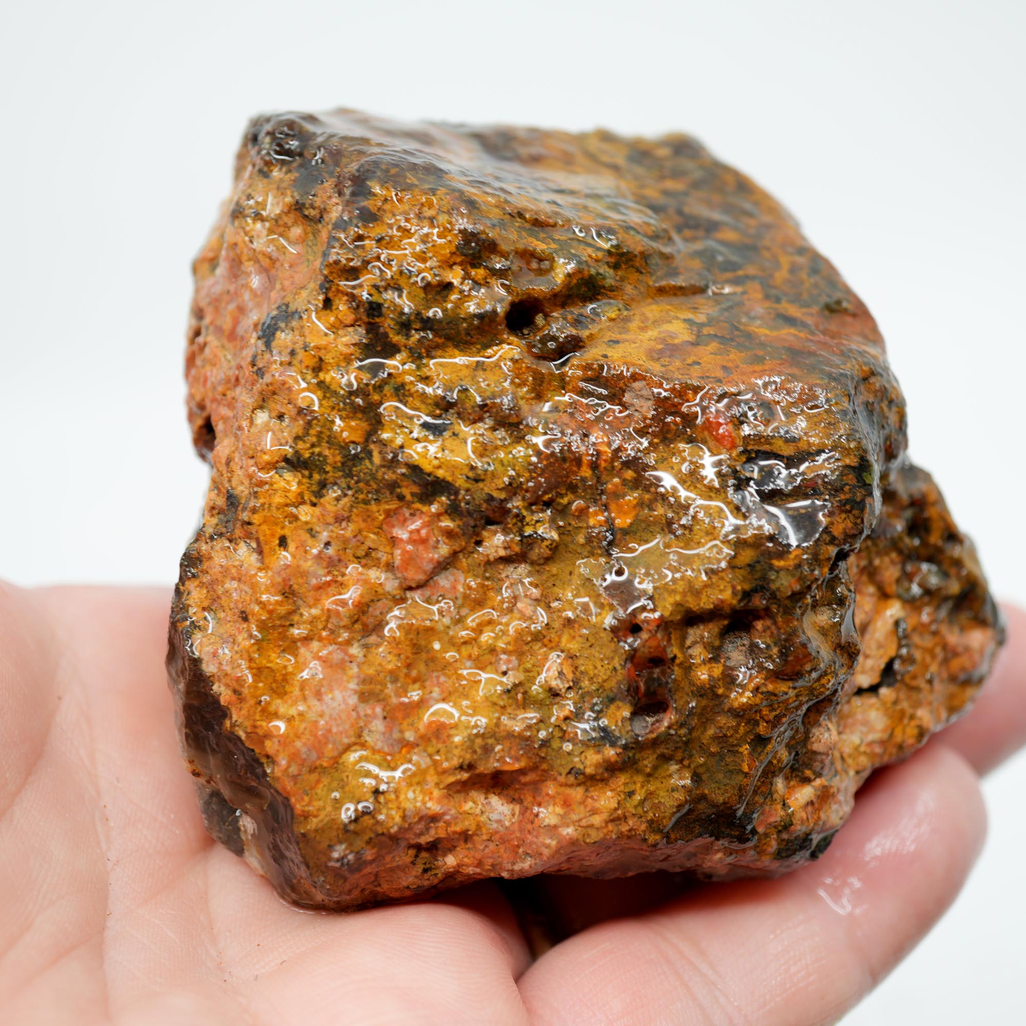 San Carlos Agate Rough - Peach Fortification with Golden Moss