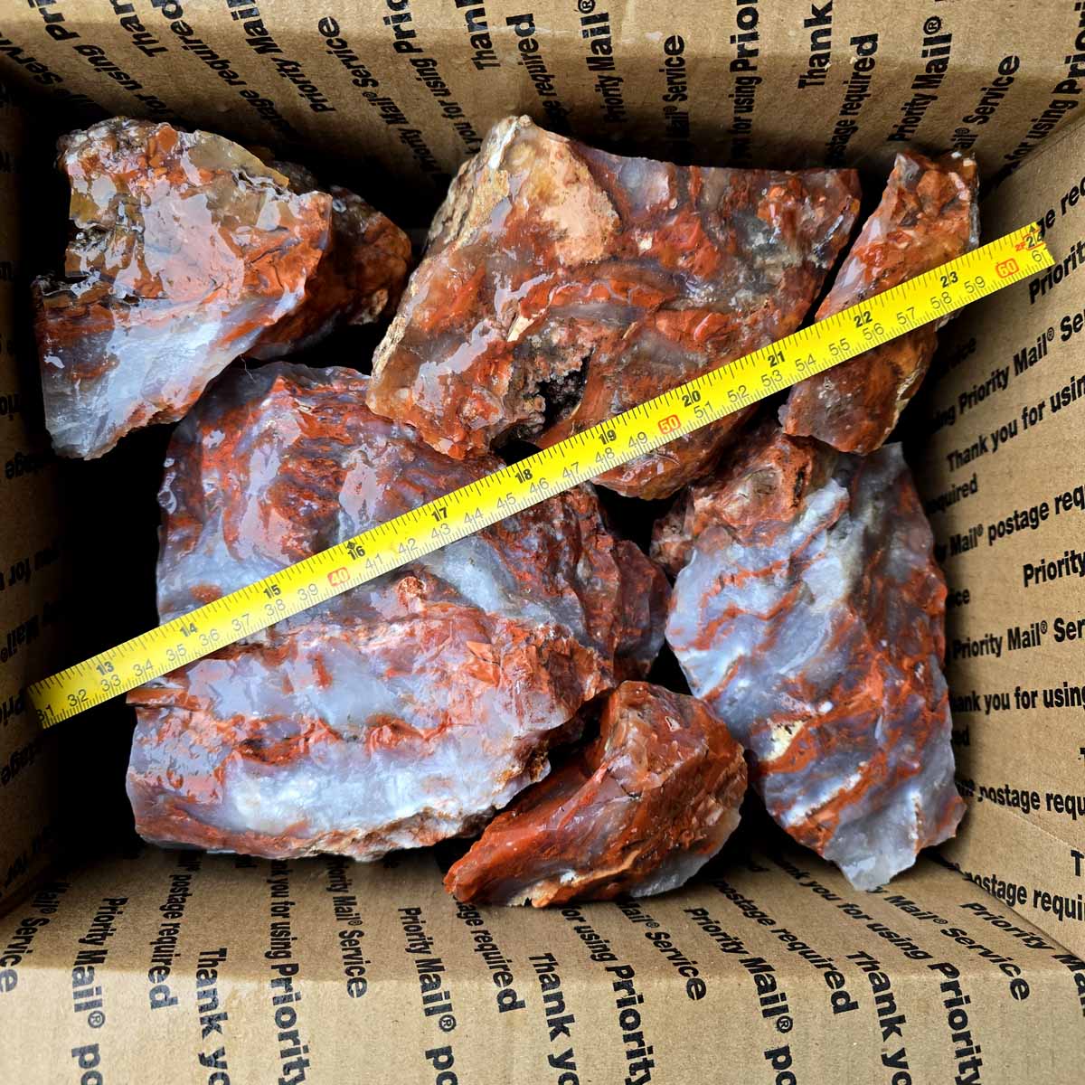 Red Velvet Agate Lapidary Rough Flatrate Slicing Stones Rock Box