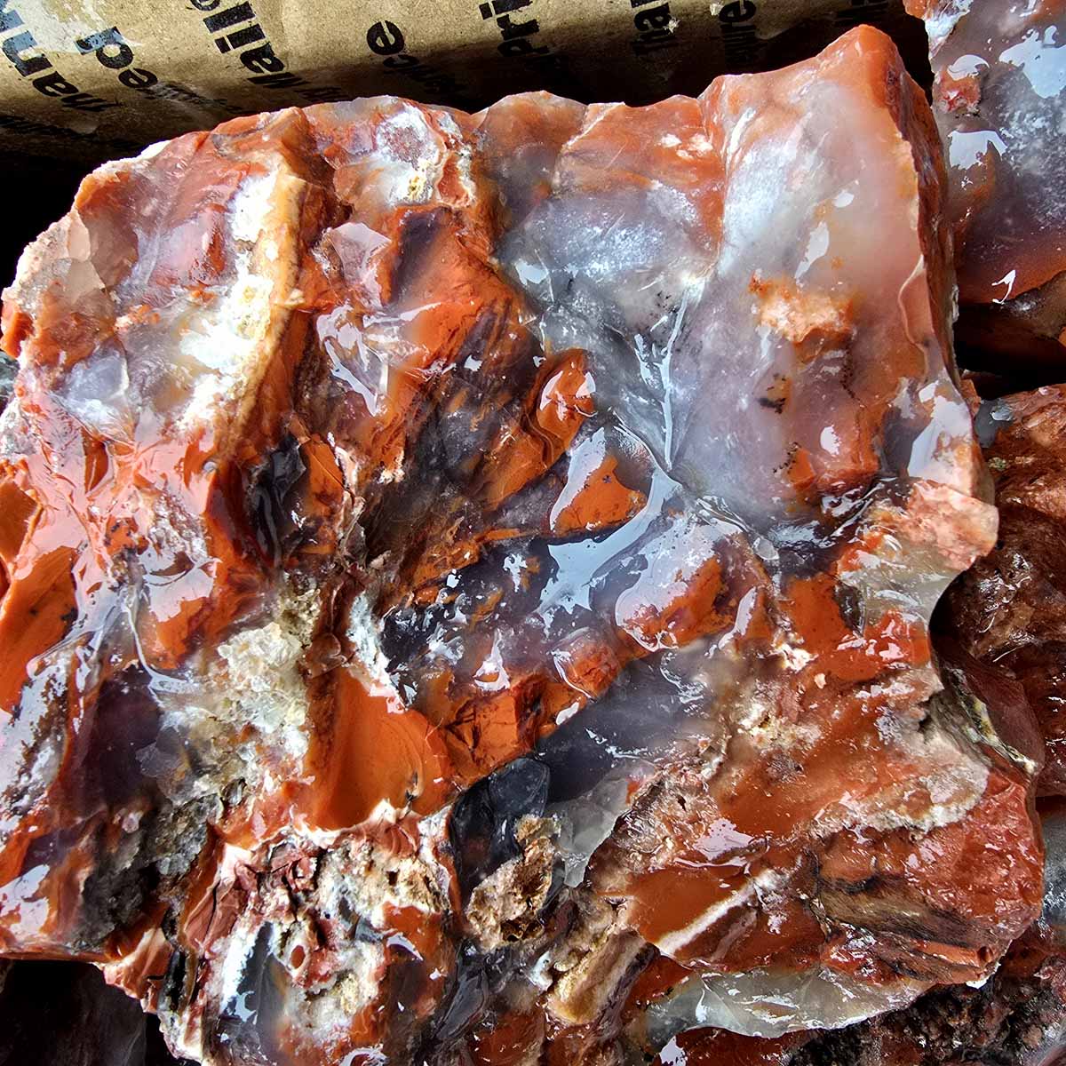 Red Velvet Agate Lapidary Rough Flatrate Slicing Stones Rock Box