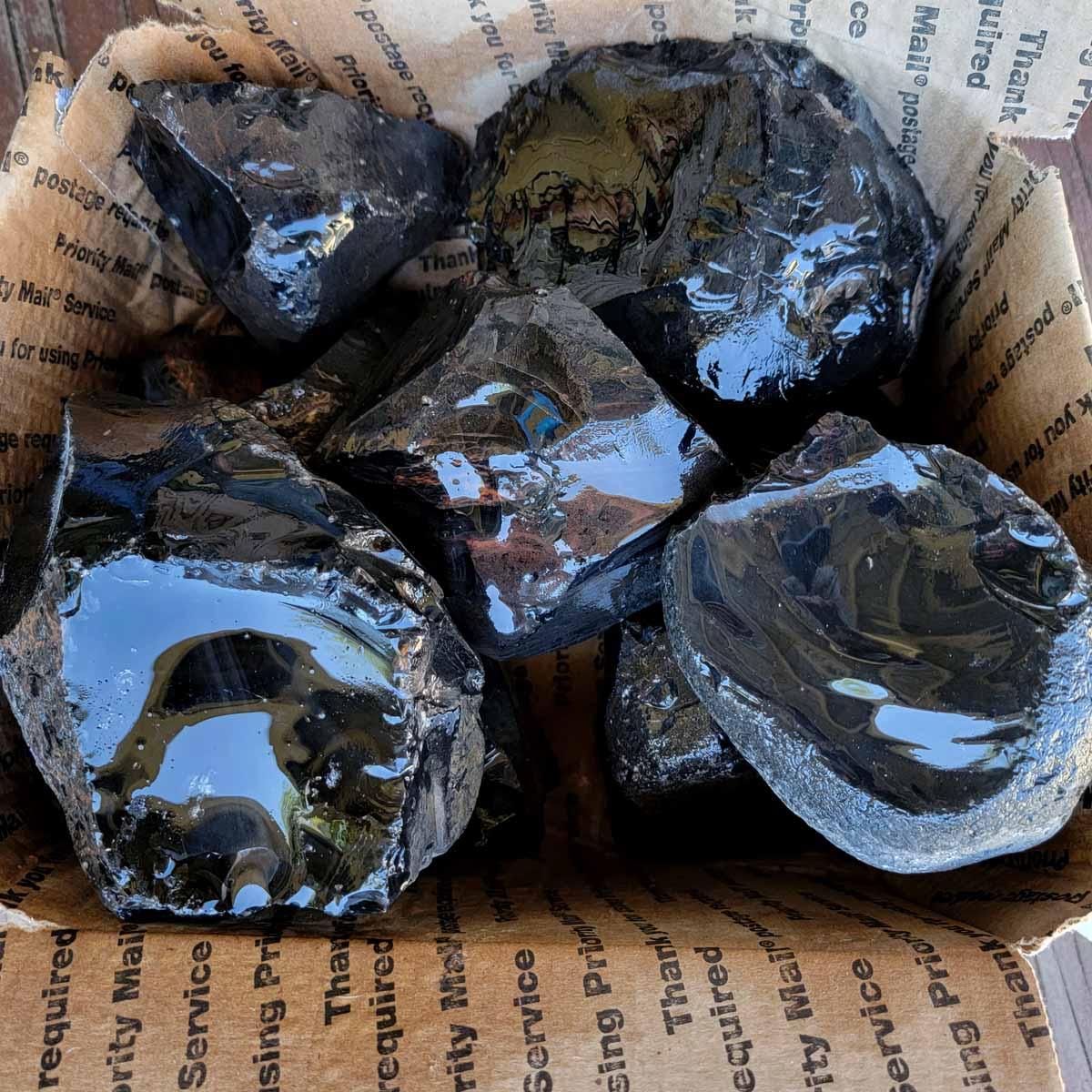 Black and Light Sheen Obsidian Lapidary Cutting Rough Flatrate! - Lapidary Central