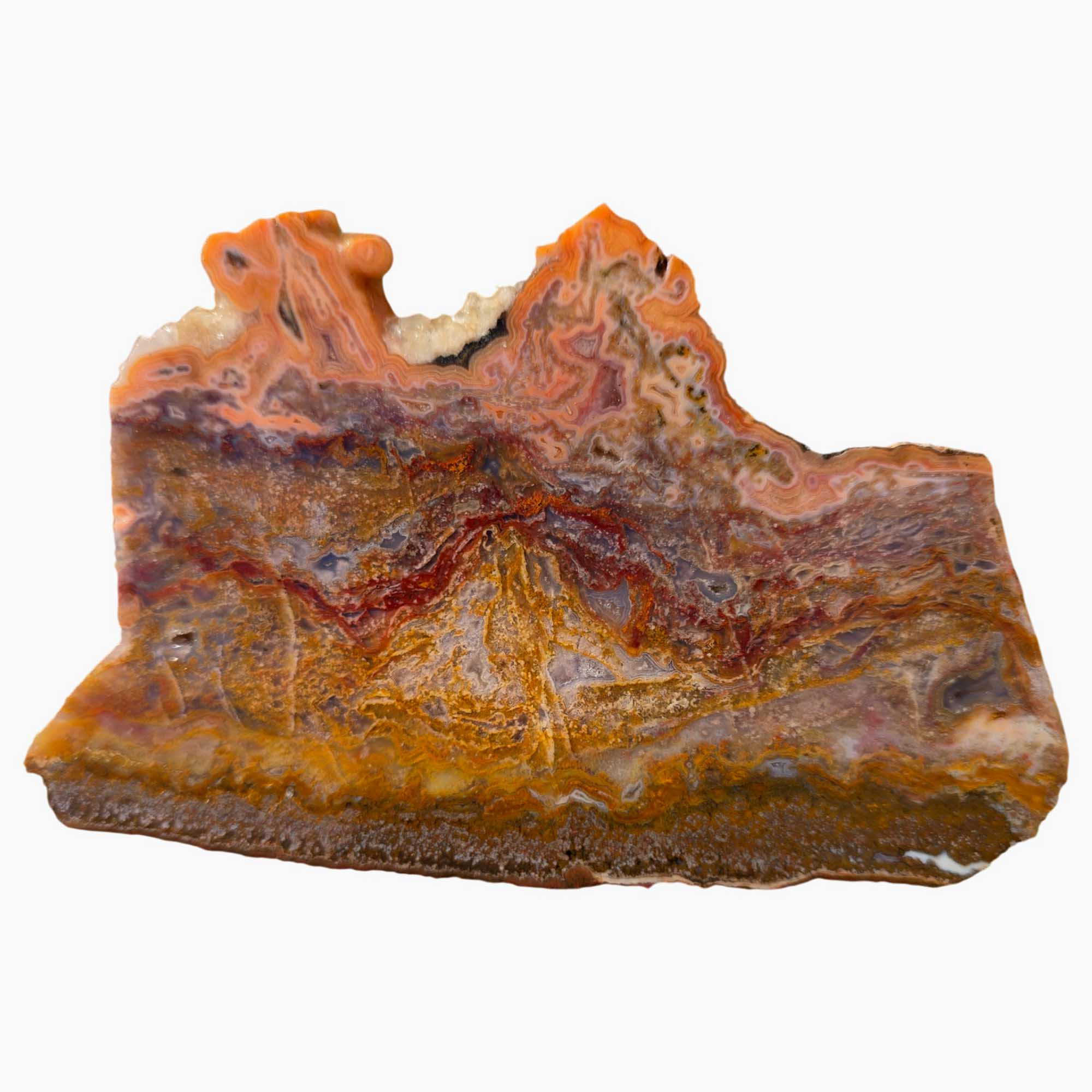 Agua Nueva Agate Slab – Moss Peach Fortification Druzy – Mexico 131mm