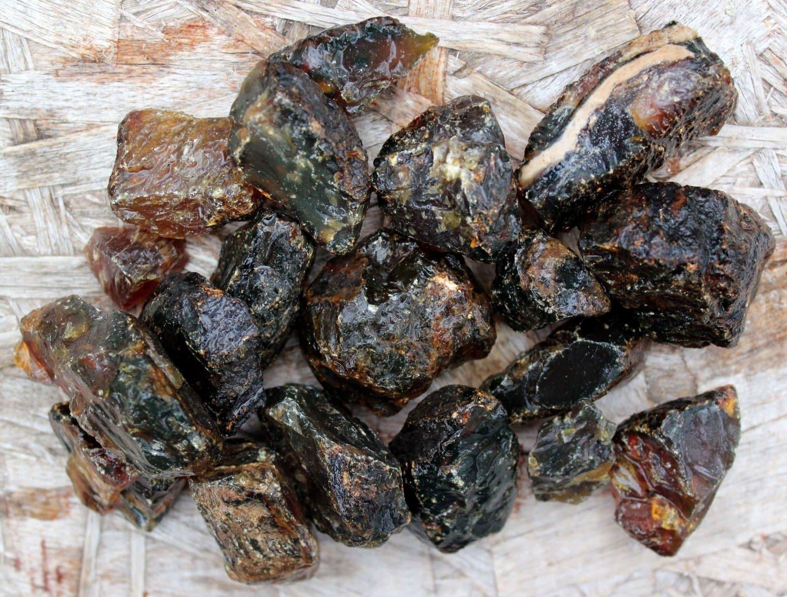 3 Small Indonesian Black Amber Raw Gemstone Rough! - LapidaryCentral
