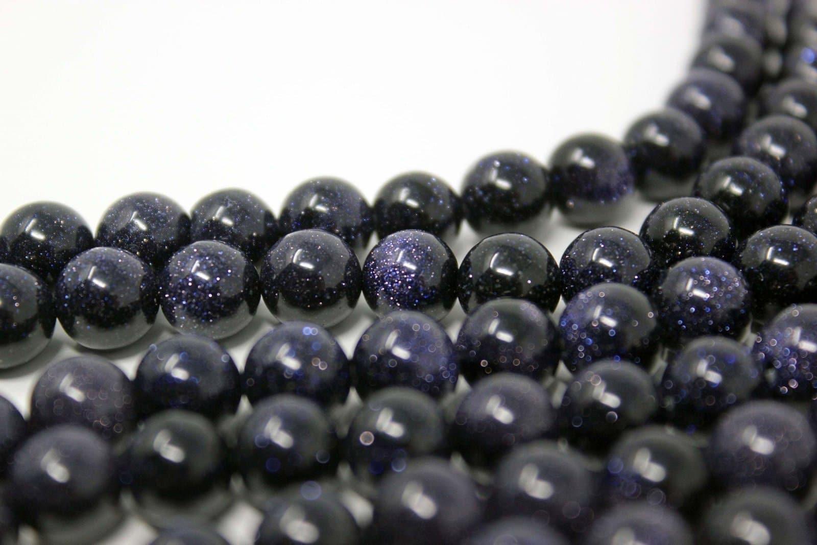 Blue GoldStone Glass 8mm Lapidary Bead 15 Inch Strand! - LapidaryCentral