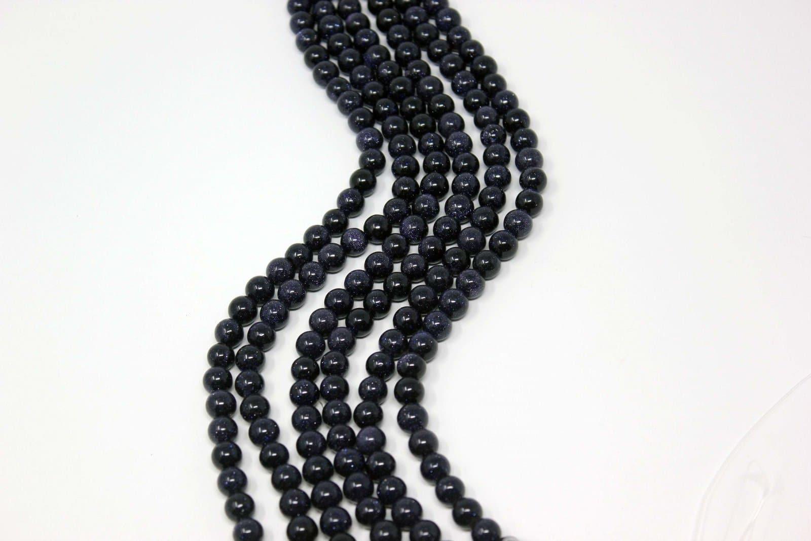 Blue GoldStone Glass 8mm Lapidary Bead 15 Inch Strand! - LapidaryCentral