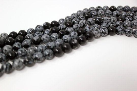Gem Snowflake Obsidian 8mm Lapidary Bead 15 Inch Strand! - LapidaryCentral