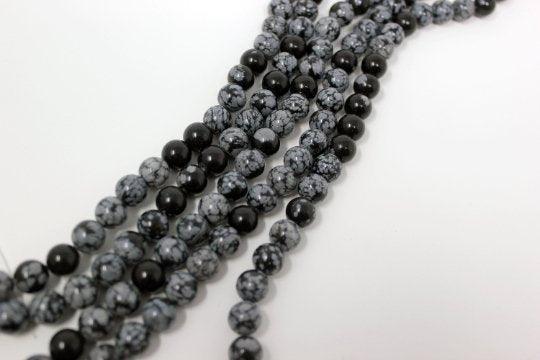 Gem Snowflake Obsidian 8mm Lapidary Bead 15 Inch Strand! - LapidaryCentral