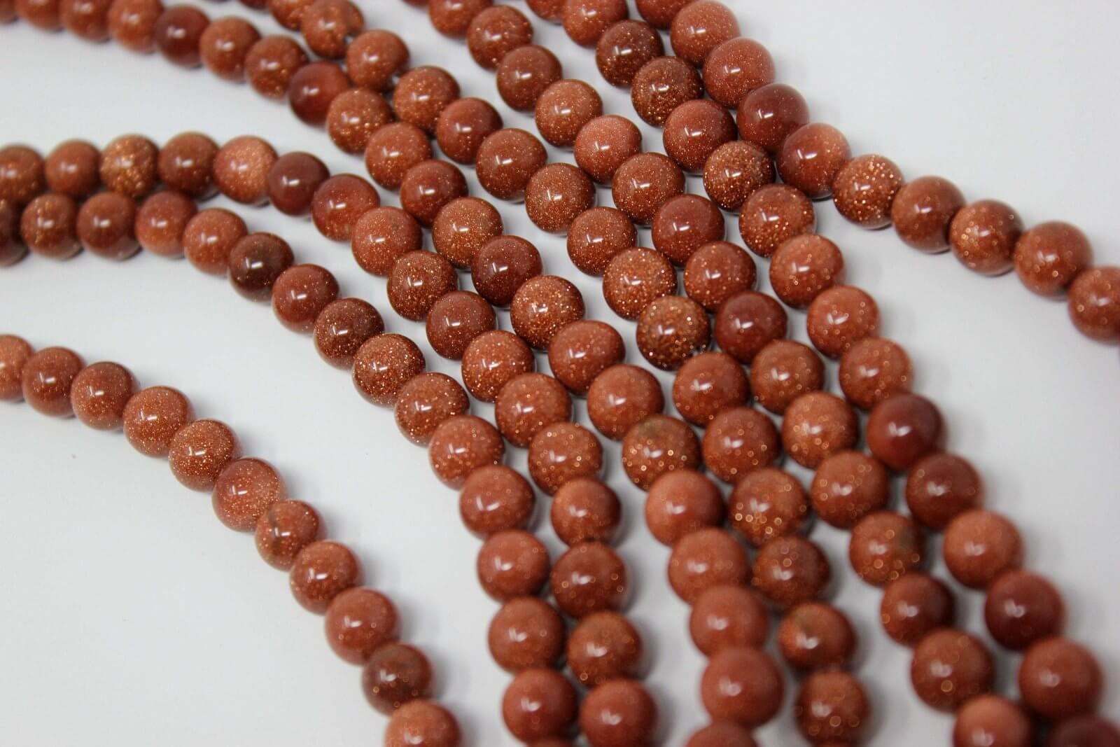 Gold Stone Glass 8mm Lapidary Bead 15 Inch Strand! - LapidaryCentral