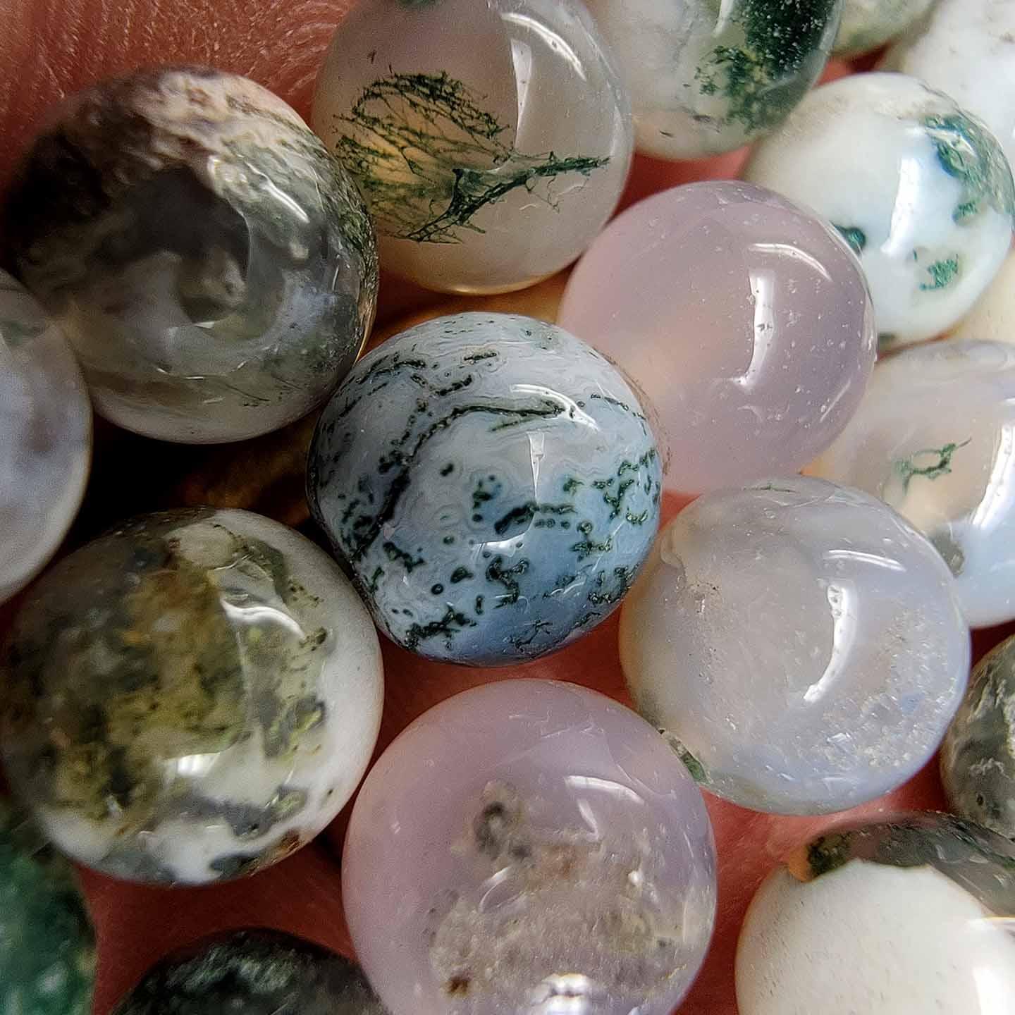 India Tree Moss Agate 8mm Lapidary Bead 15 Inch Strand! - LapidaryCentral