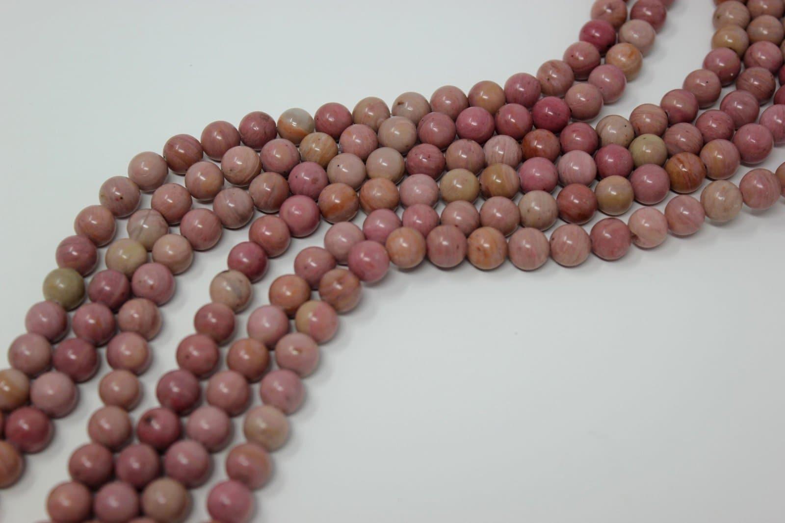 Gem Rhodonite Marble 8mm Lapidary Bead 15 Inch Strand! - LapidaryCentral