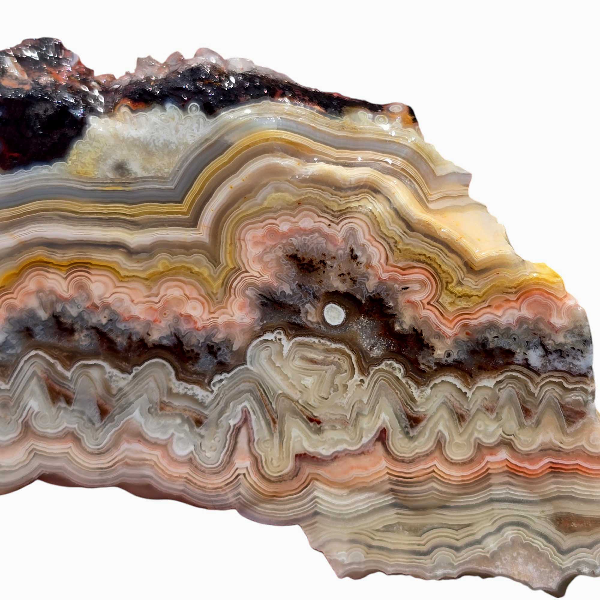 Crazy Lace Agate Slab from Mexico – Colorful Banded Lapidary Rough Stone