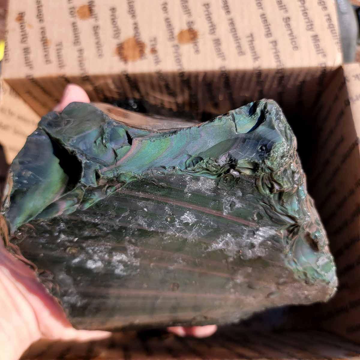 Mexican Jalisco Rainbow Obsidian Cutting Rough Box! - Lapidary Central