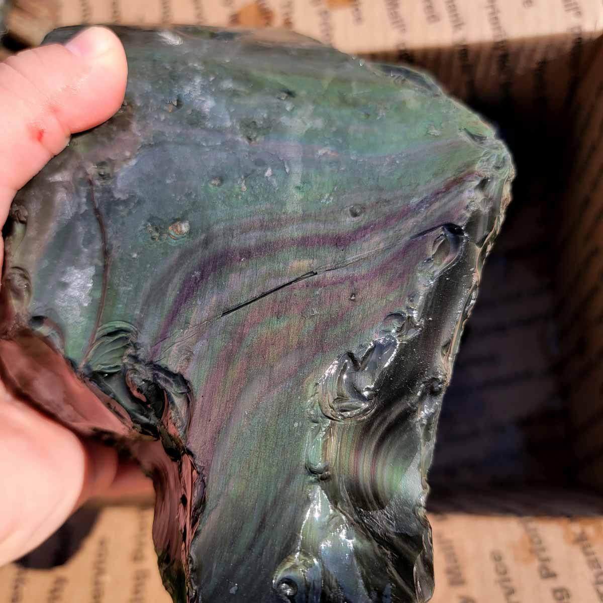 Mexican Jalisco Rainbow Obsidian Cutting Rough Box! - Lapidary Central