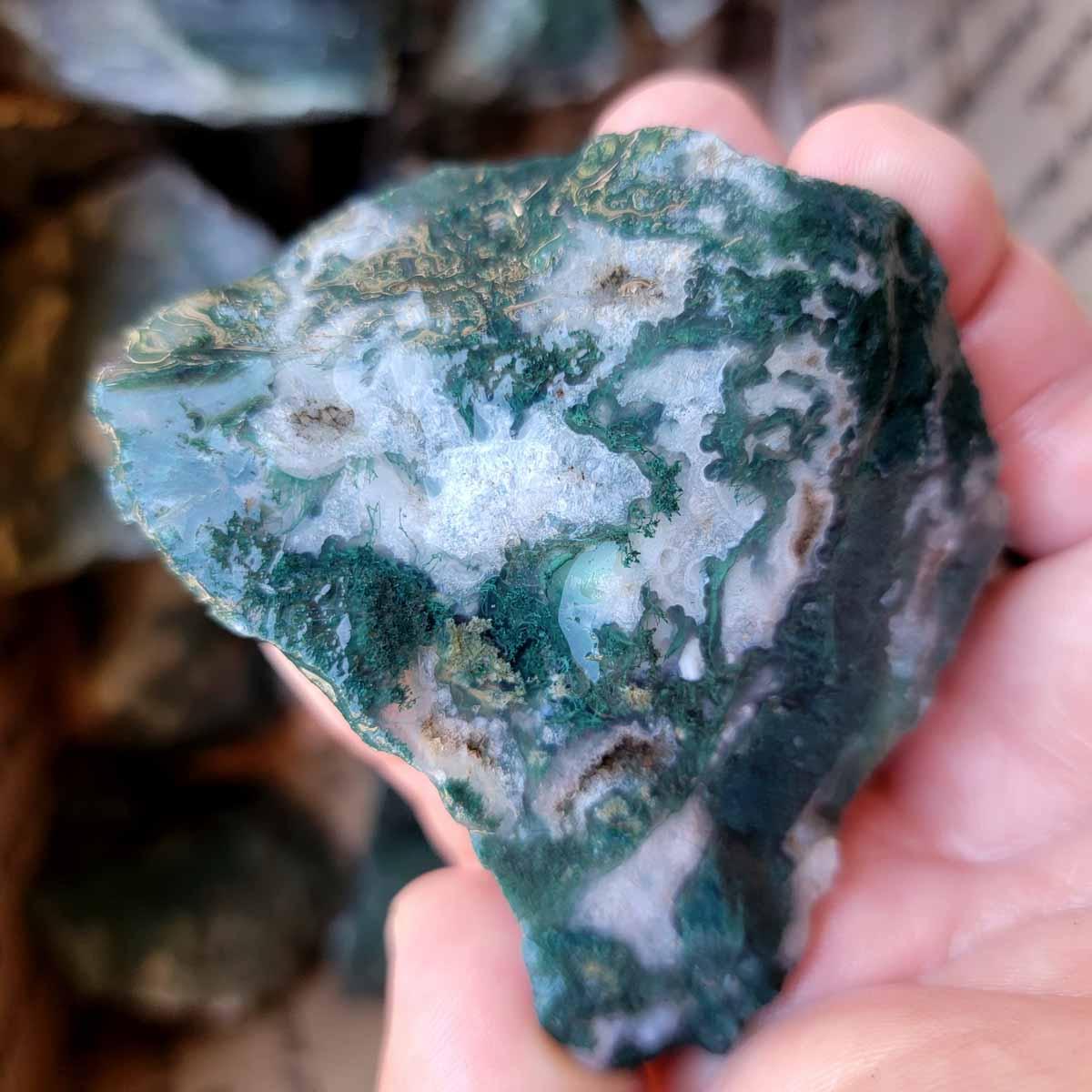 India Tree Moss Agate Trimming Tumbling Rough Flatrate! - Lapidary Central