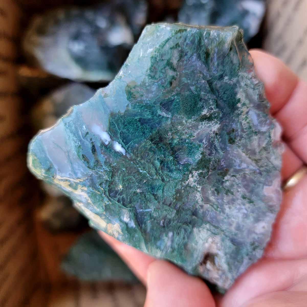 India Tree Moss Agate Trimming Tumbling Rough Flatrate! - Lapidary Central